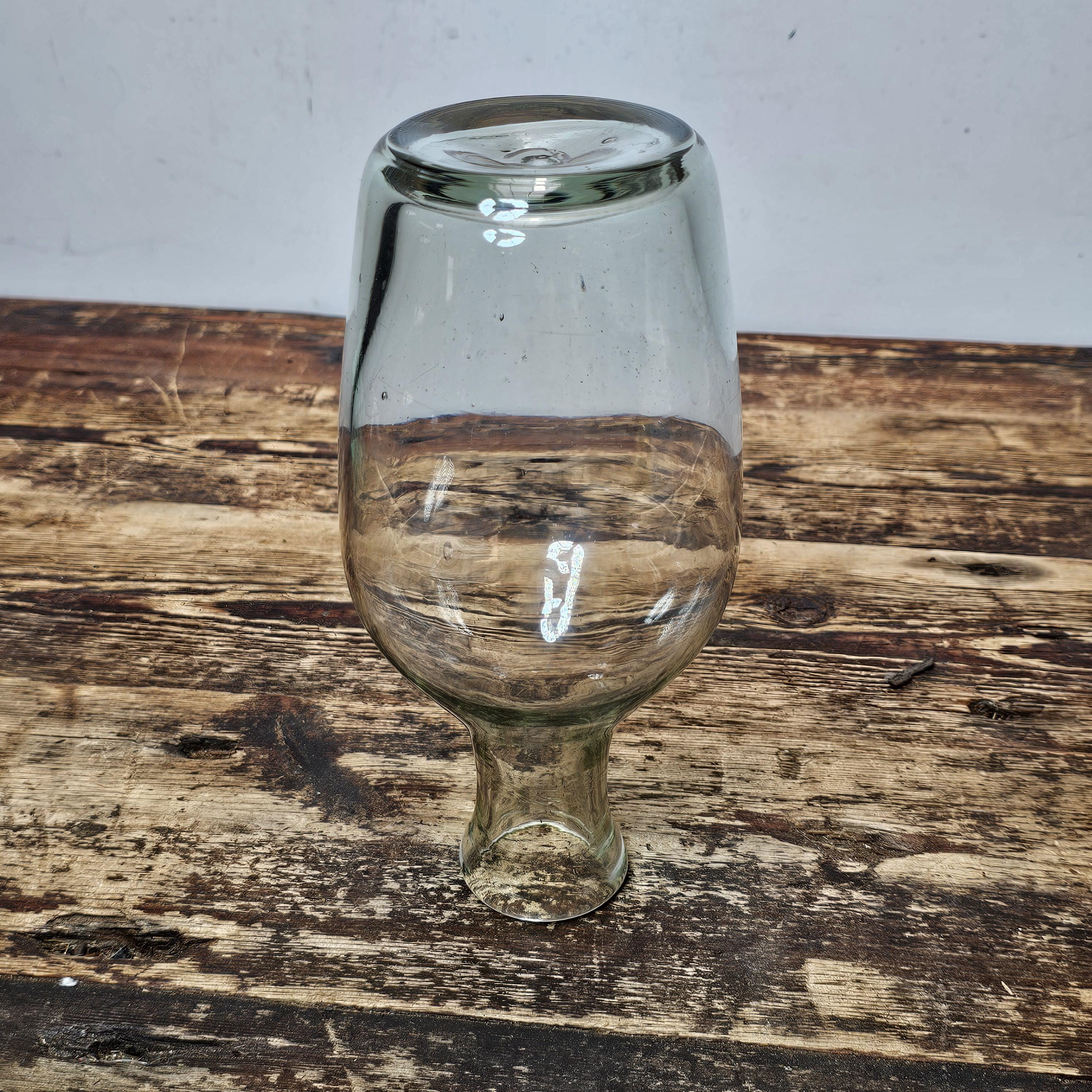 Rustic Hand-Blown Glass Bottle/Bud Vase 9"H