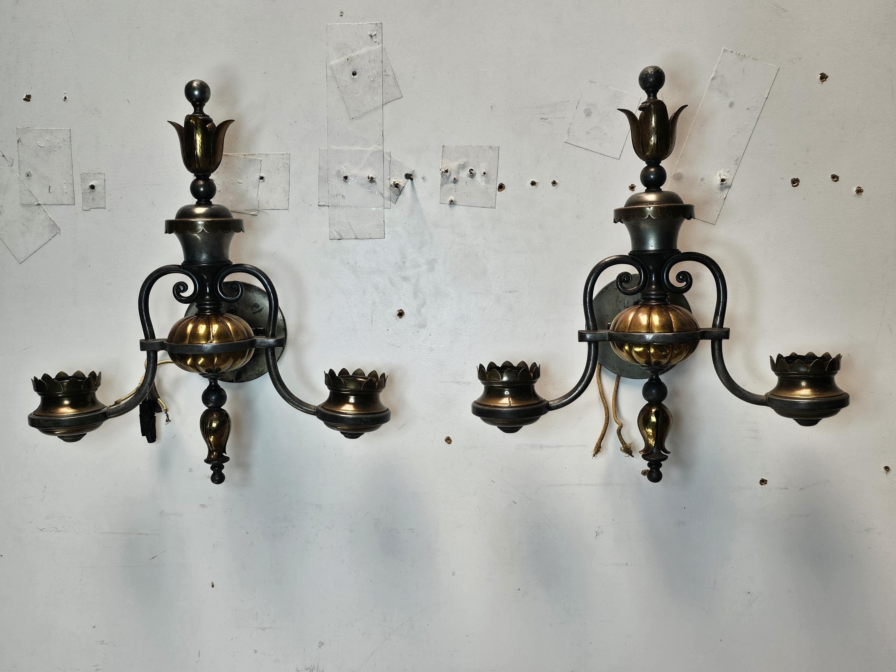 Antique Victorian Style Double-Arm Wall Sconce (Pair)