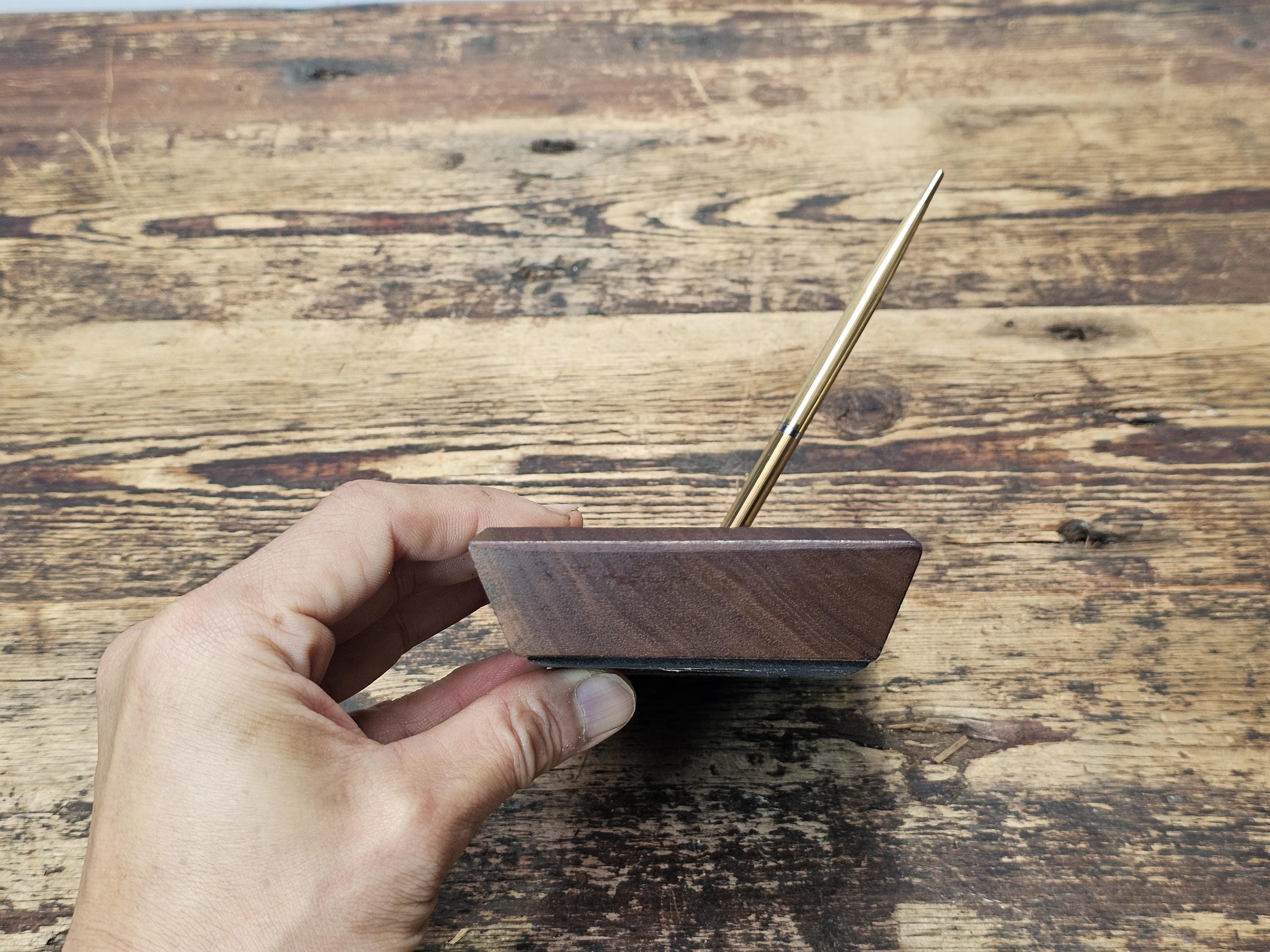 Laser-Engraved American Walnut Seagull Pen Holder