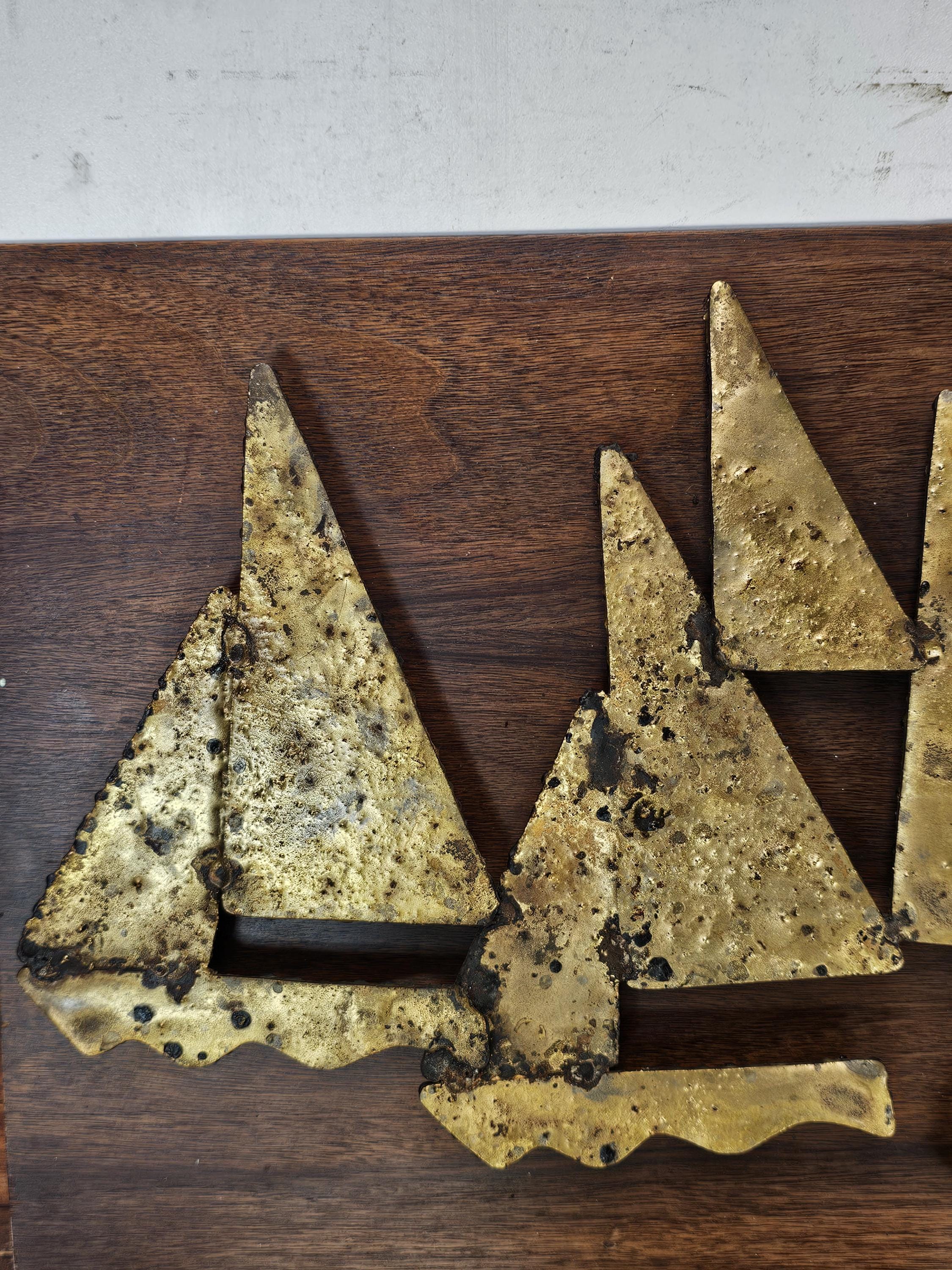 Peter Pepper Products Brass Sailboats Wall Sculpture (1960s) 23.5"L x 12"H