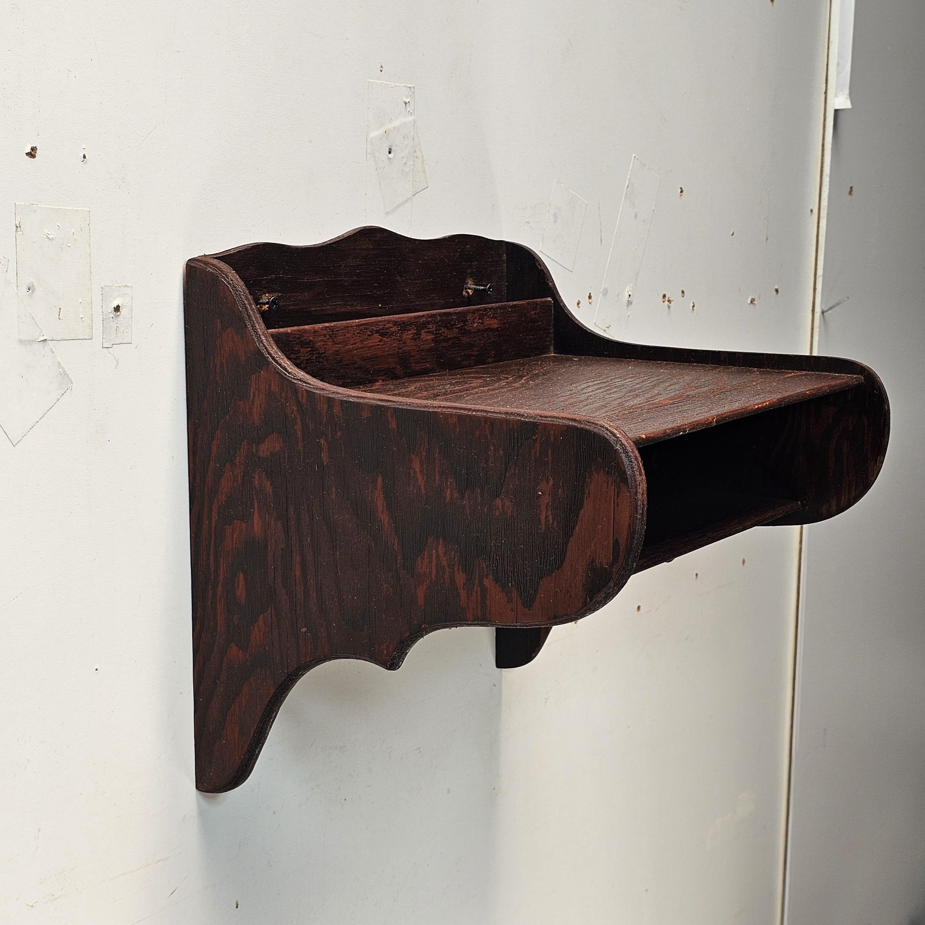 Vintage Laminated Oak Wall-Mount Writing Desk (Circa 1930s-1940s)