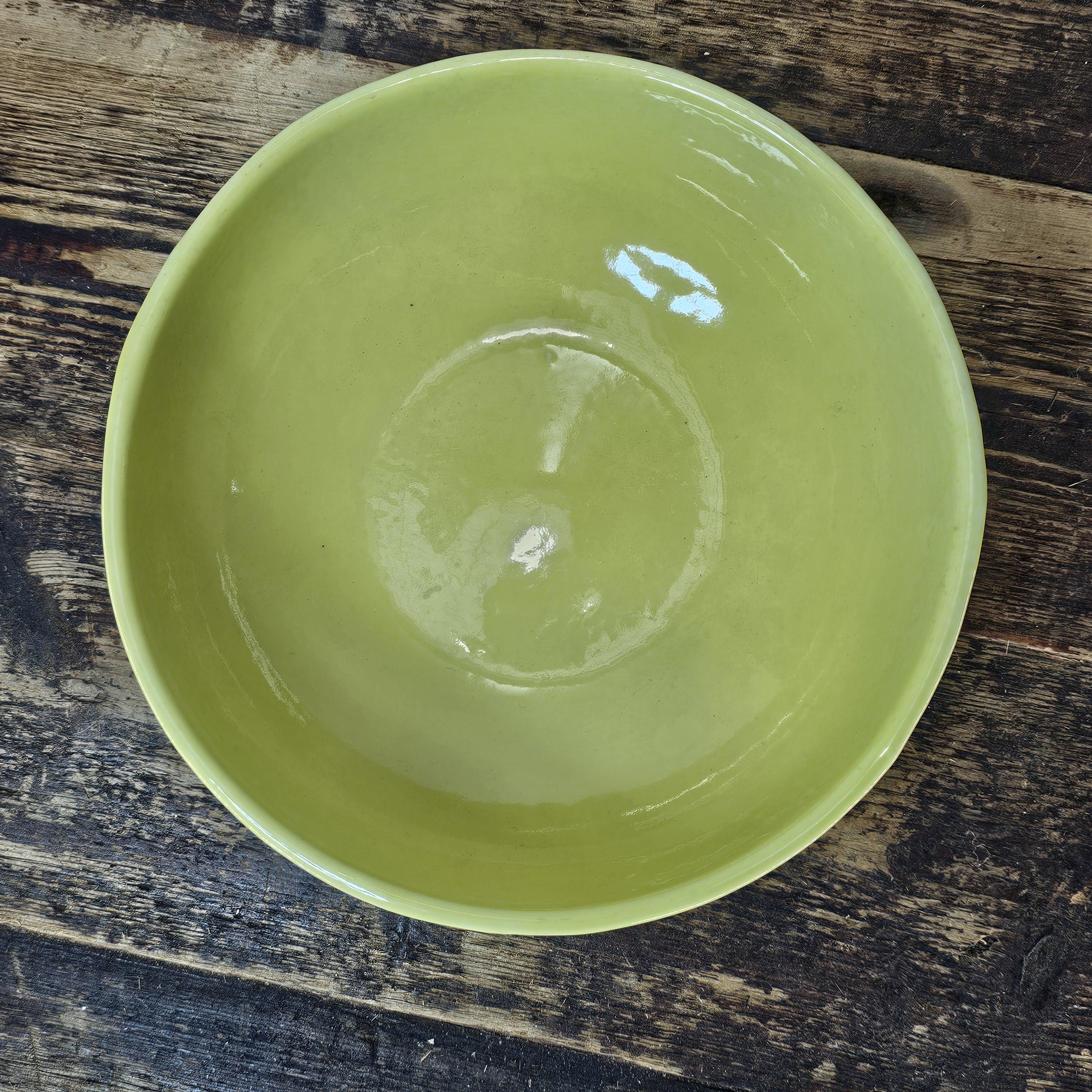 H.F. Coors Vintage Restaurant Ware Lime Green Bowl 8.75"Diam × 3"H