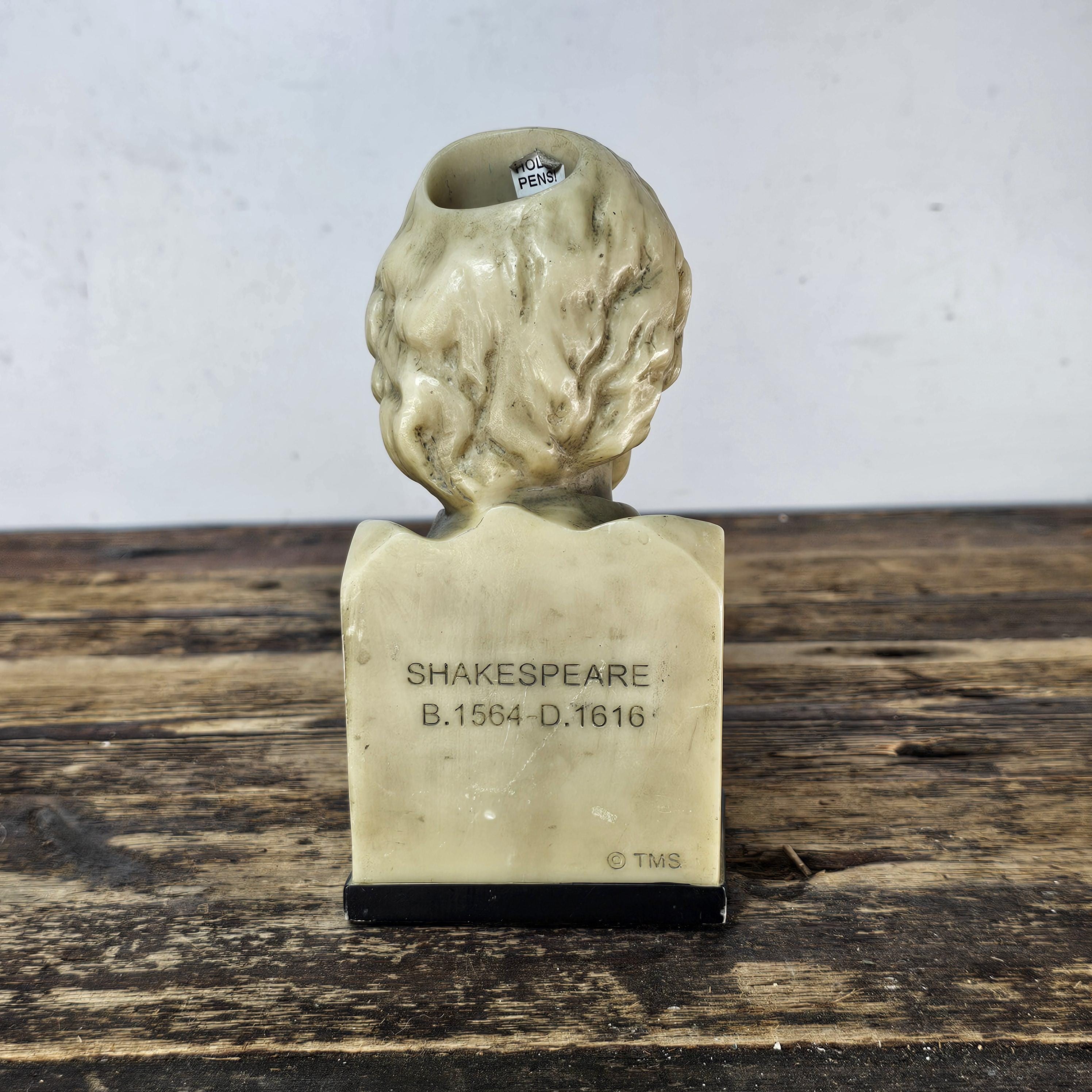 Decorative Solid Resin Shakespeare Bust / Pen Holder 7"H