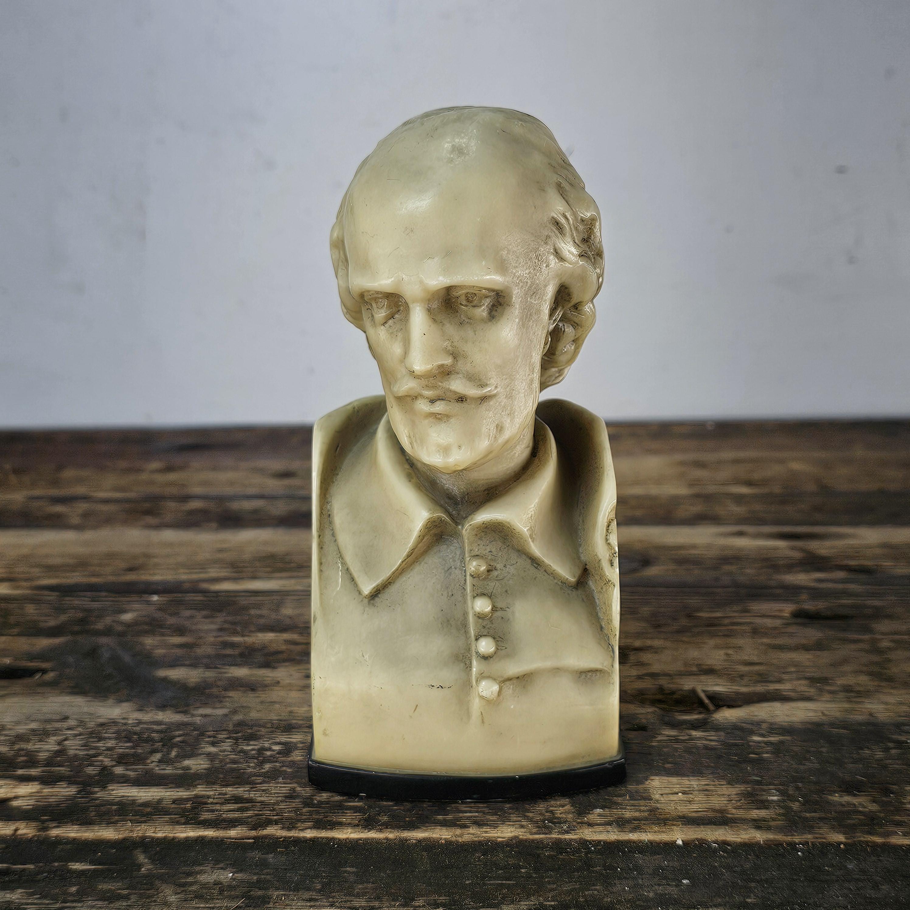 Decorative Solid Resin Shakespeare Bust / Pen Holder 7"H
