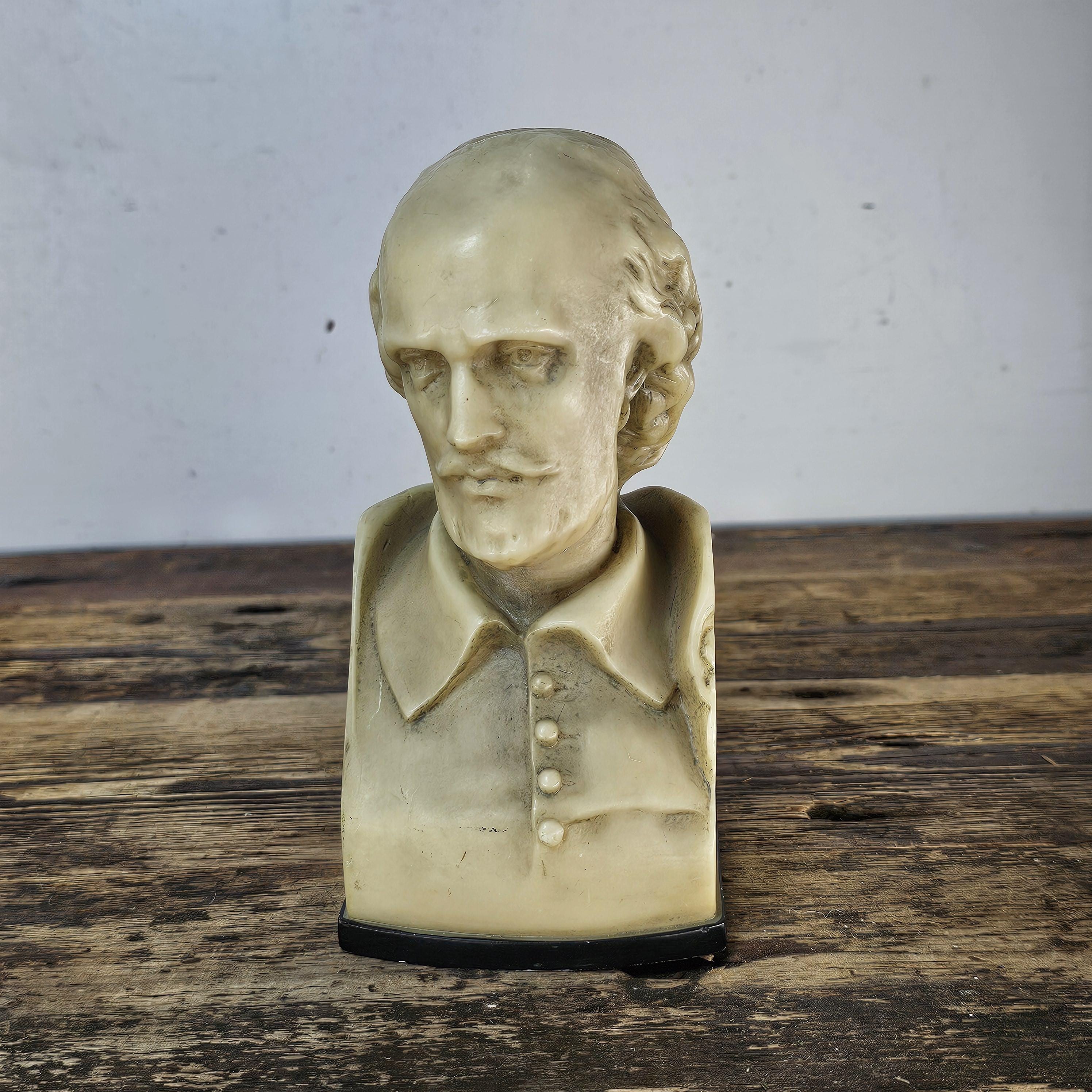 Decorative Solid Resin Shakespeare Bust / Pen Holder 7"H