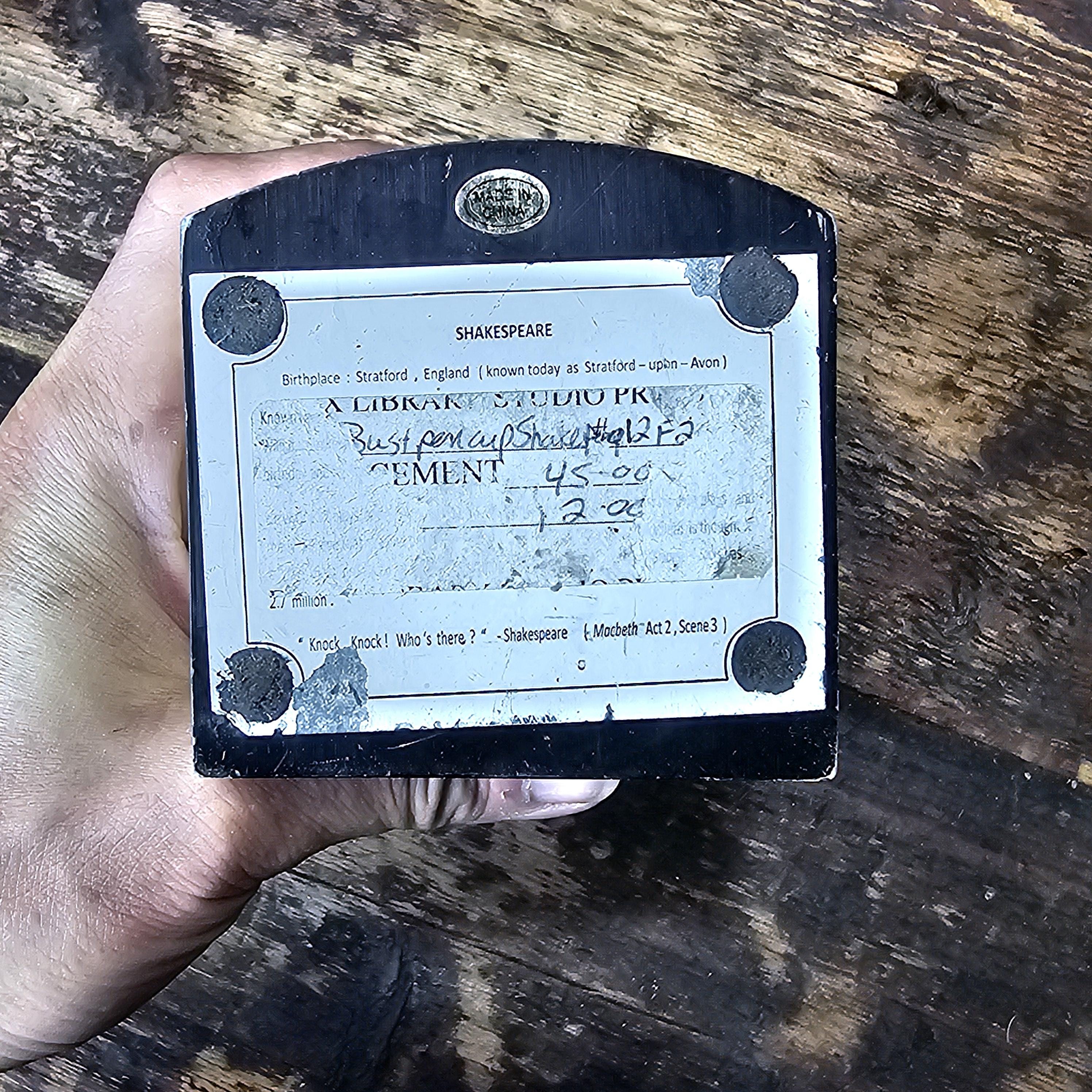 Decorative Solid Resin Shakespeare Bust / Pen Holder 7"H