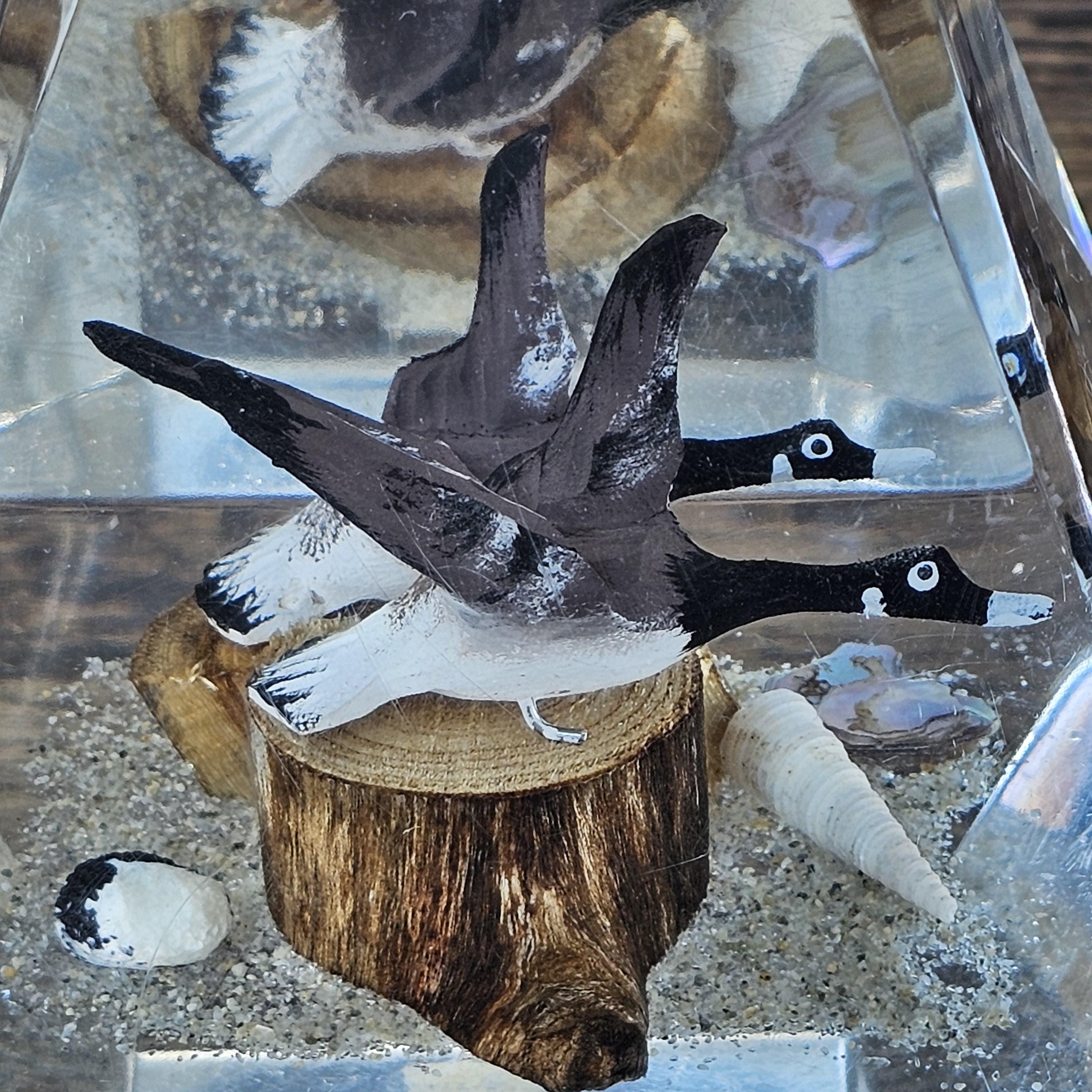 Vintage Lucite Canadian Geese Duck Paperweight