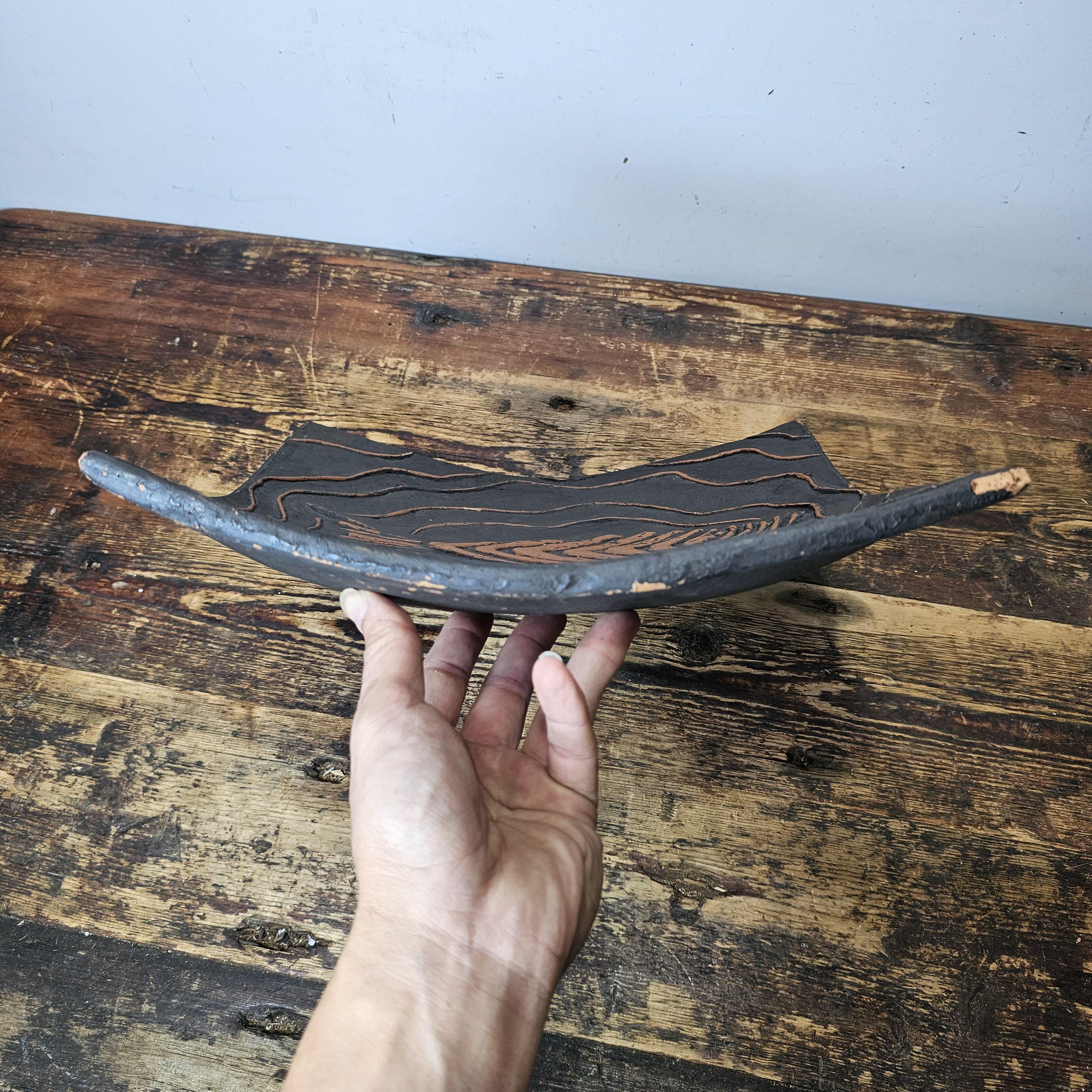 Colin Thorburn 1970s British Studio Pottery Decorative Fish Relief Art Tile 13"