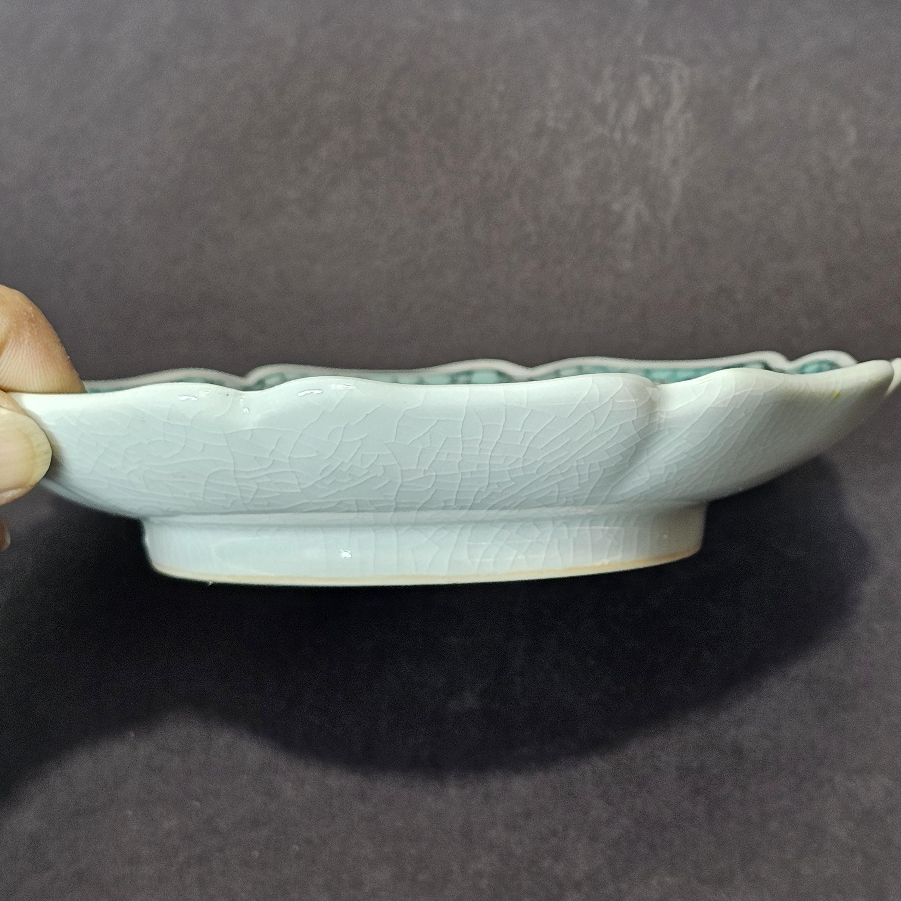 Vintage Hong Kong Hand-Painted Floral Octagonal Ashtray 6.25" x 6.25"