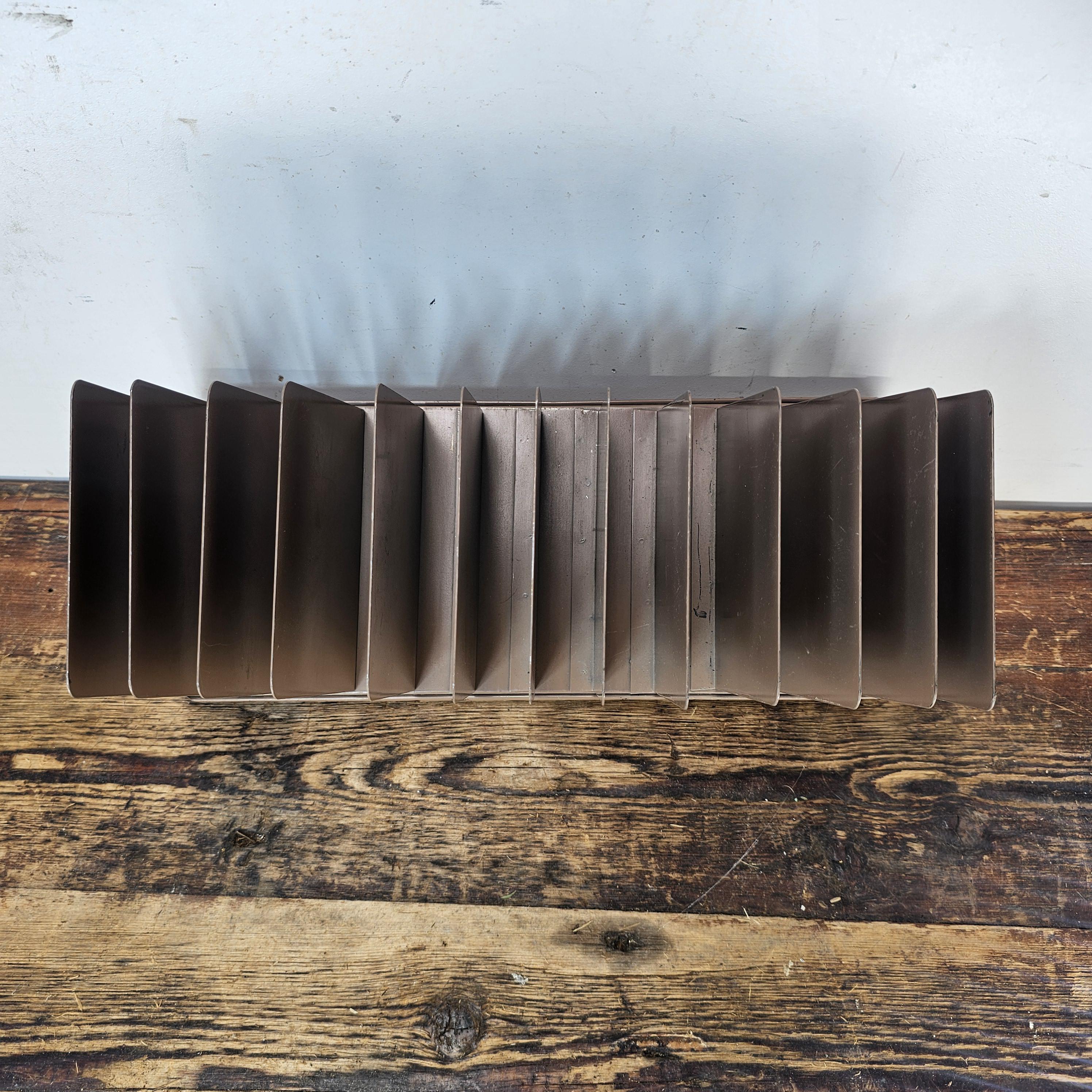 Vintage Small 12 Compartment Metal Desktop File Organizer 6.5"W x 6.5"H x 15"L