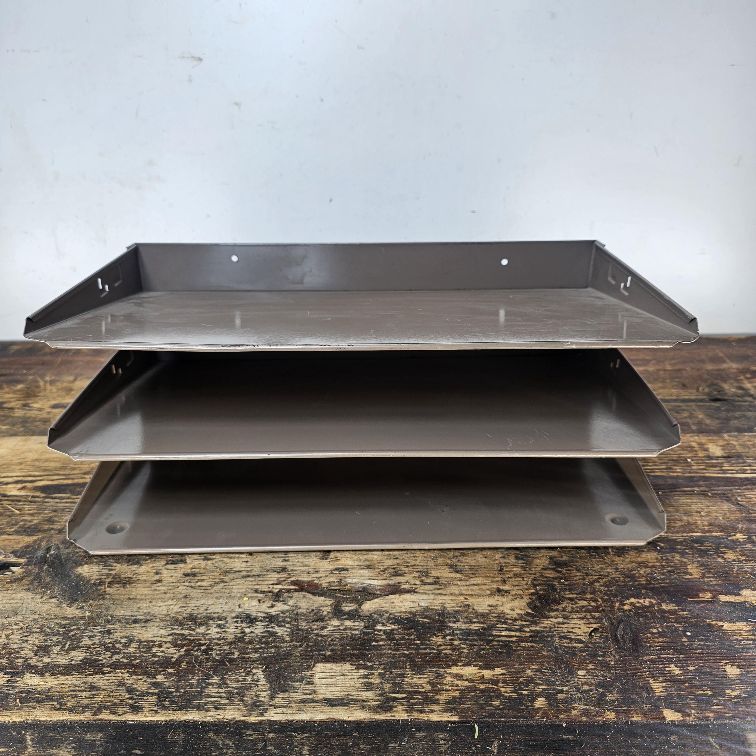 Vintage 3-Tier Wall-Mounted / Desktop Steel File Organizer