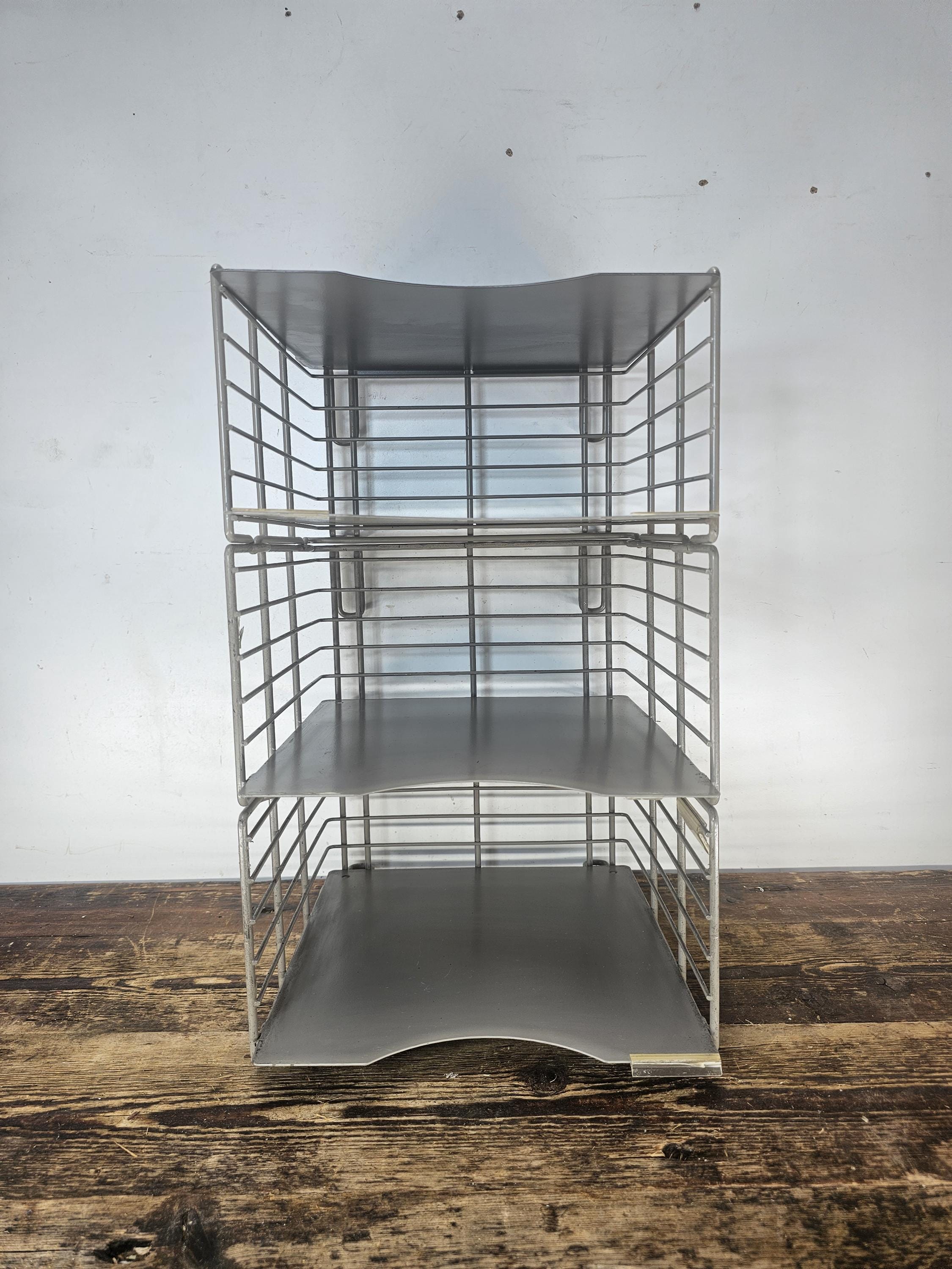 Vintage Steel Wire Stackable / Wall Mountable Storage Basket Organizer Set