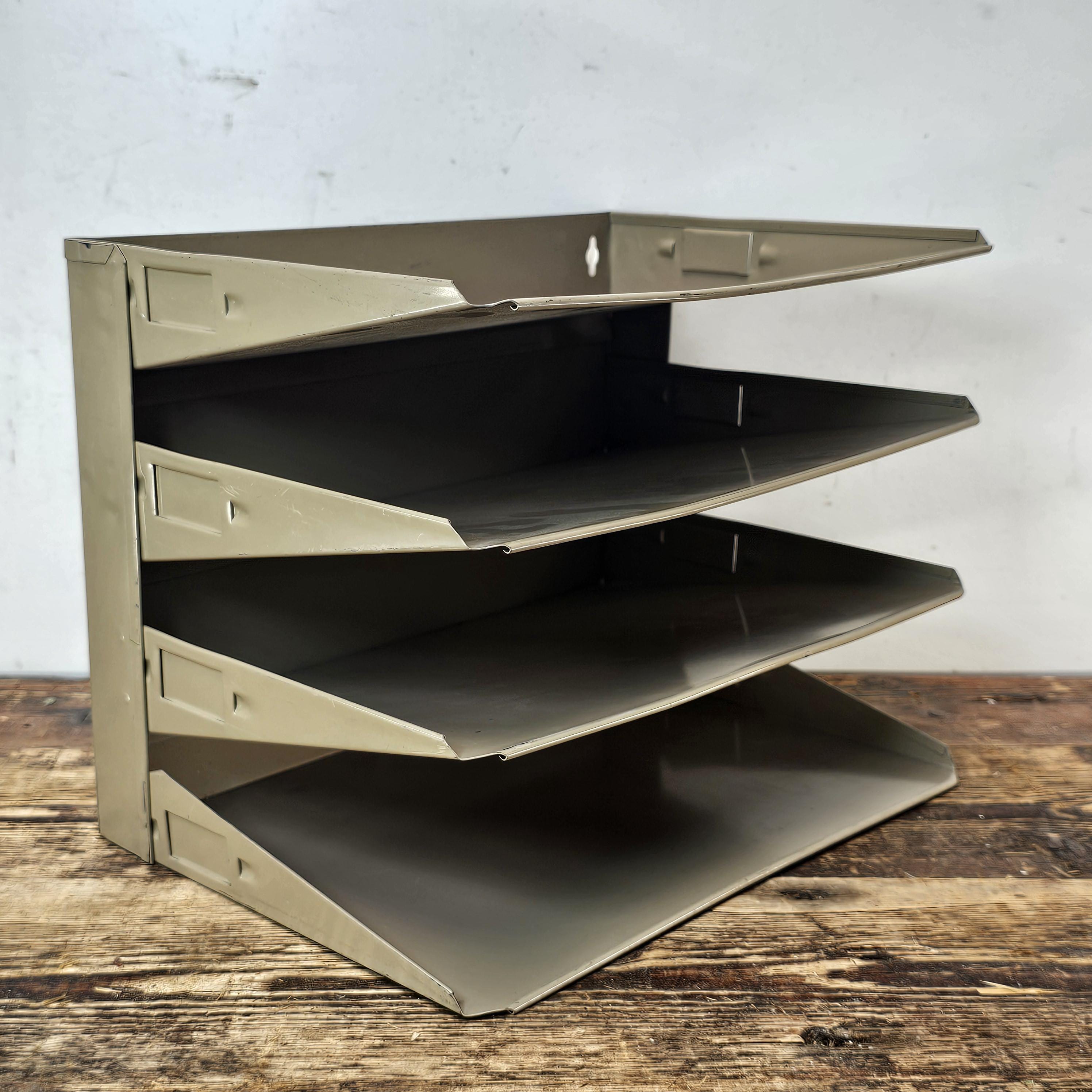 Vintage 3-Tier Wall-Mounted / Desktop Steel File Organizer