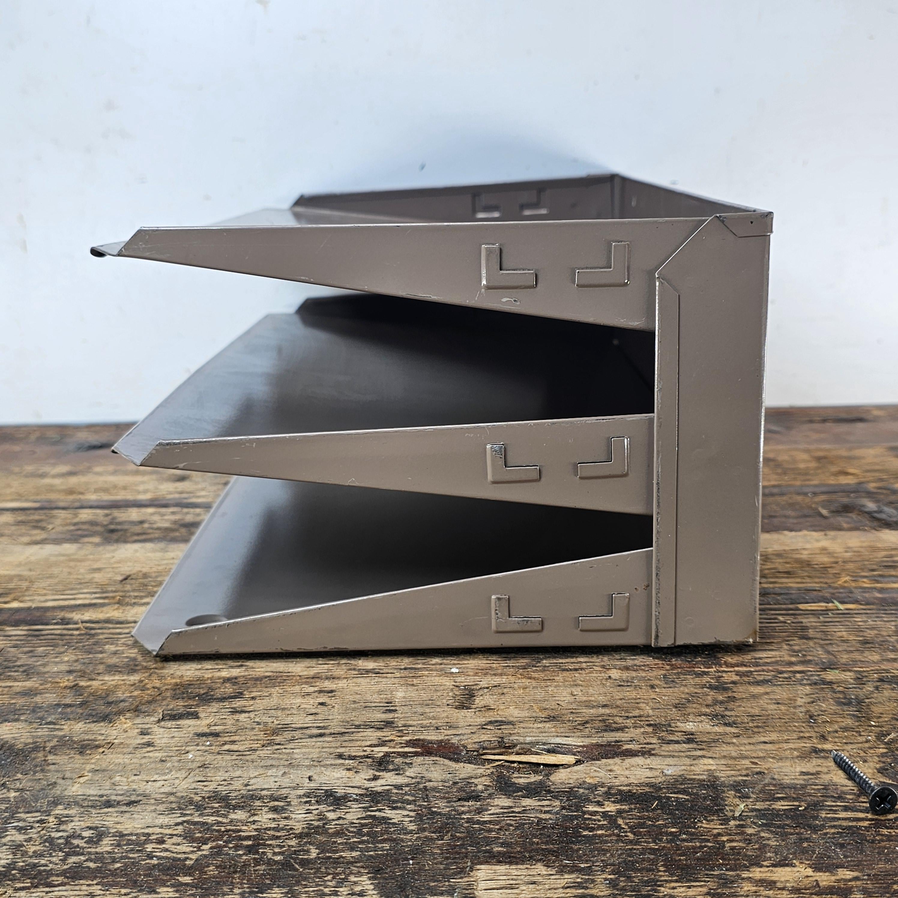 Vintage LIT-NING 3-Tier Wall-Mounted / Desktop Steel File Organizer