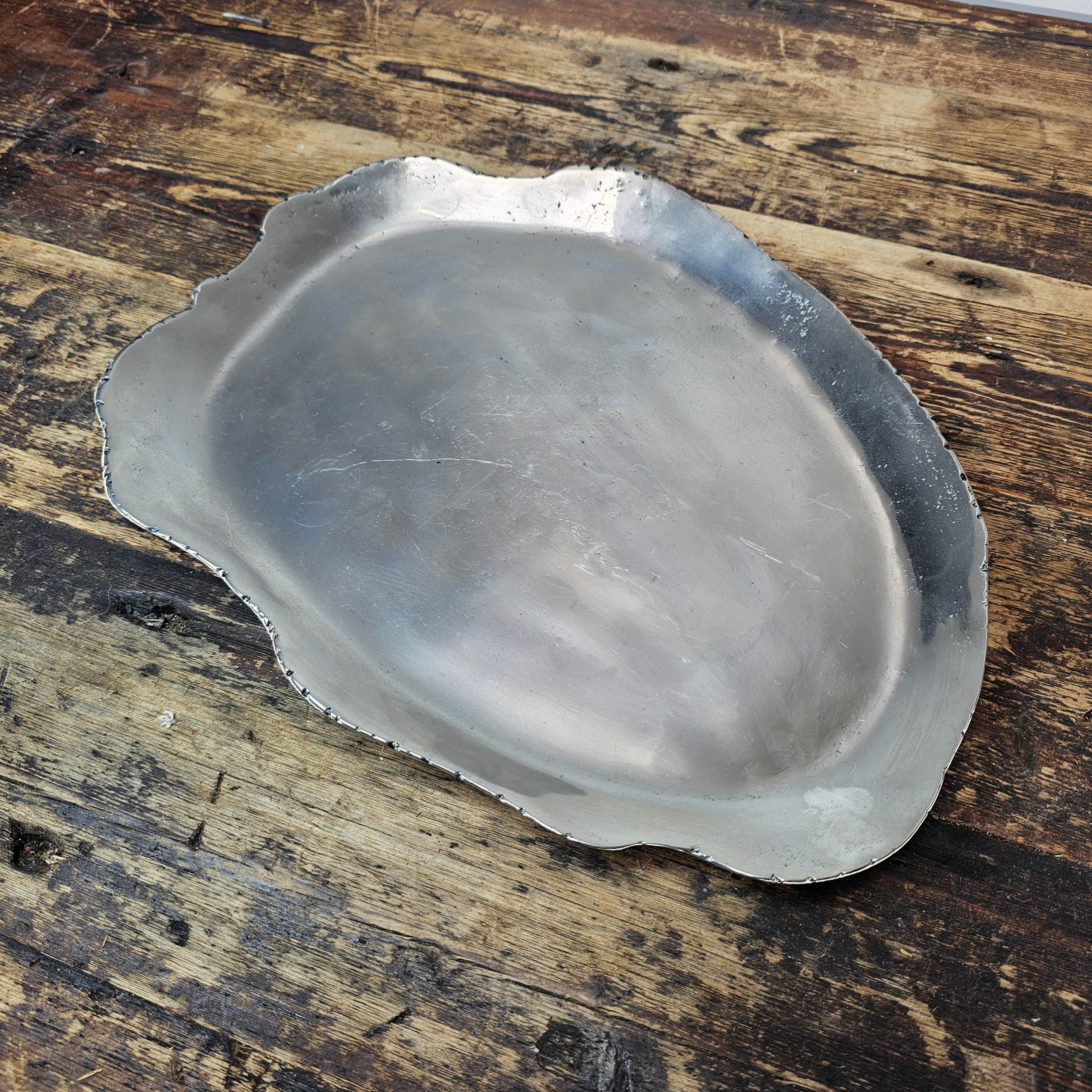 Aluminum Organic Form Decorative Tray 15"L × 11.5"W × 1"H