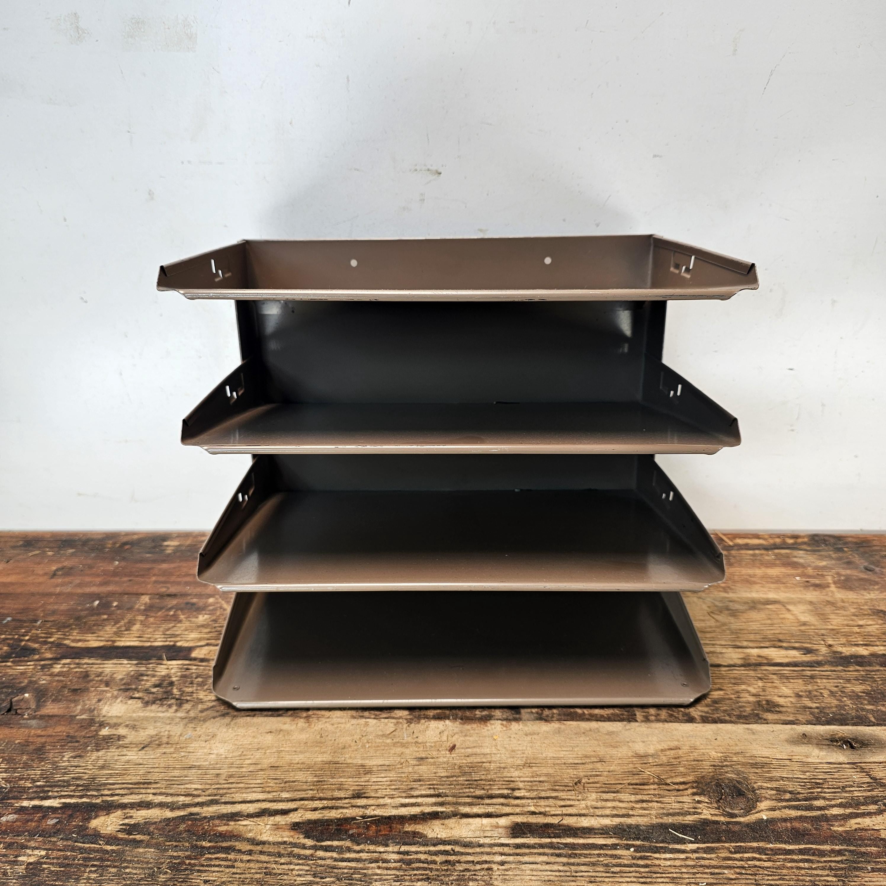 Vintage 4-Tier Wall-Mounted / Desktop Steel File Organizer