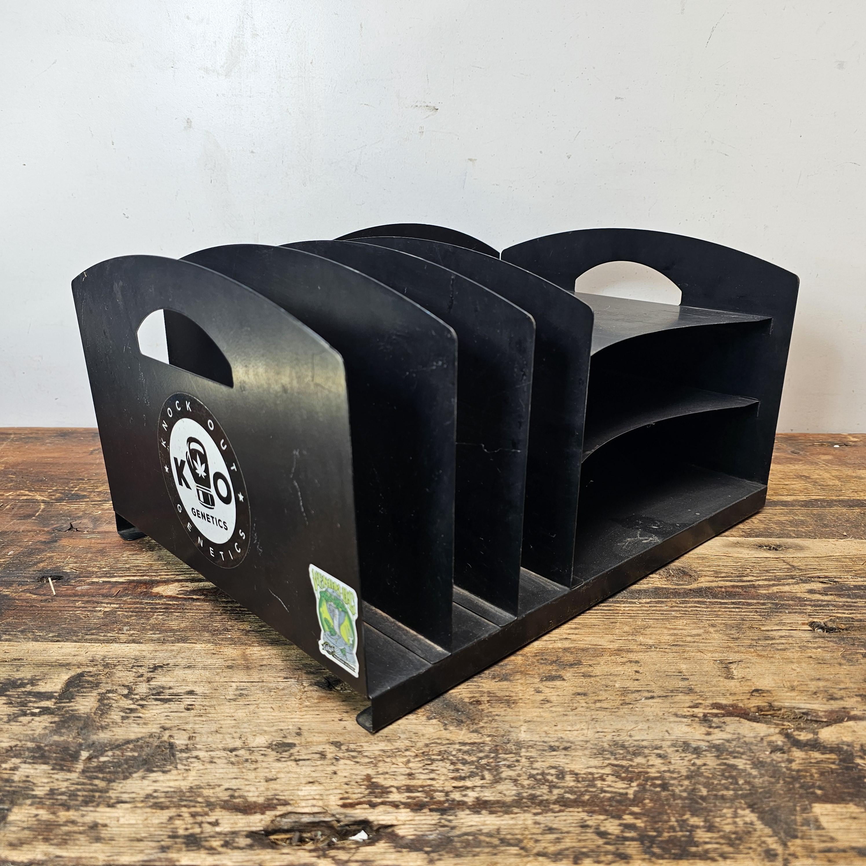 Vintage Black Metal Desk Organizer With Handles