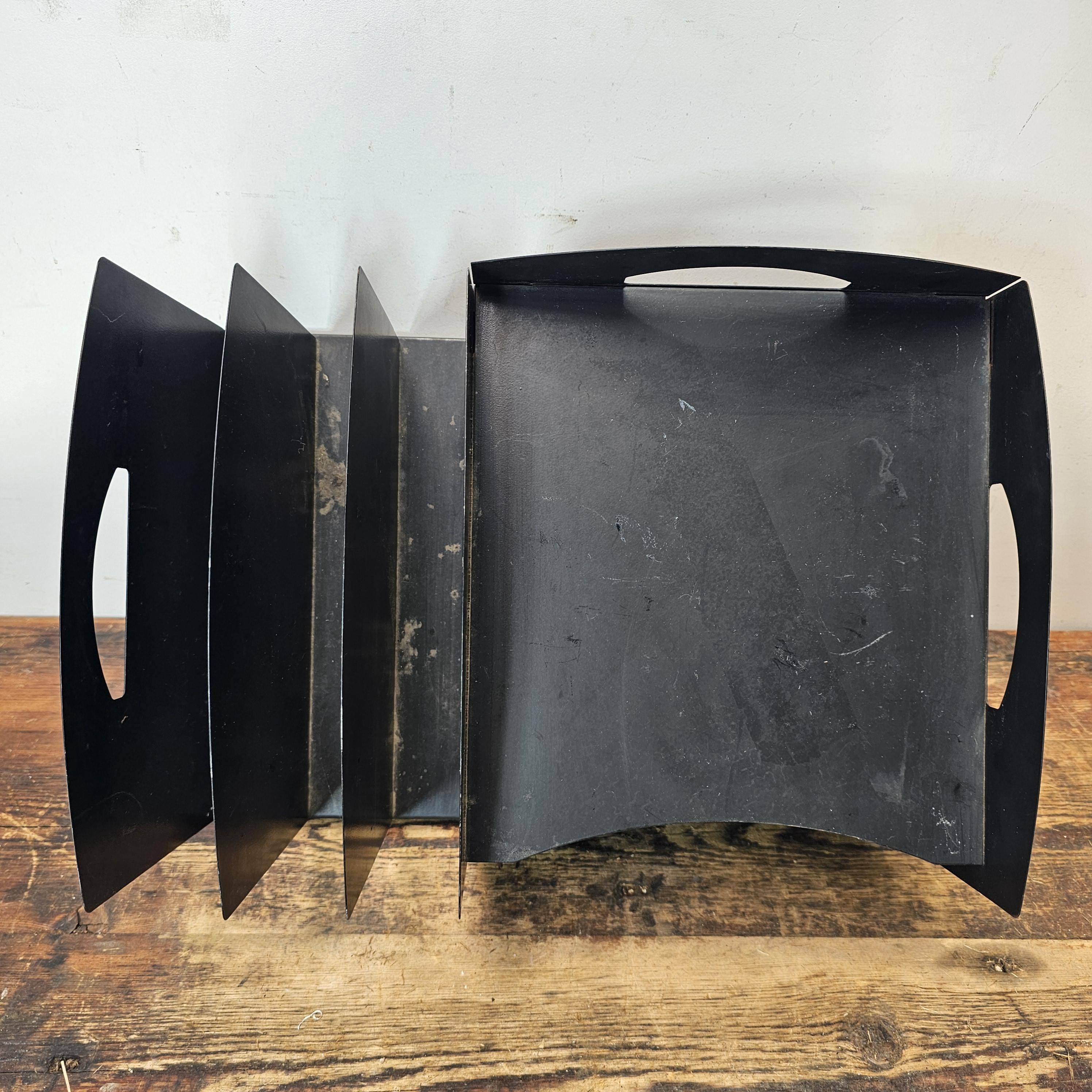 Vintage Black Metal Desk Organizer With Handles