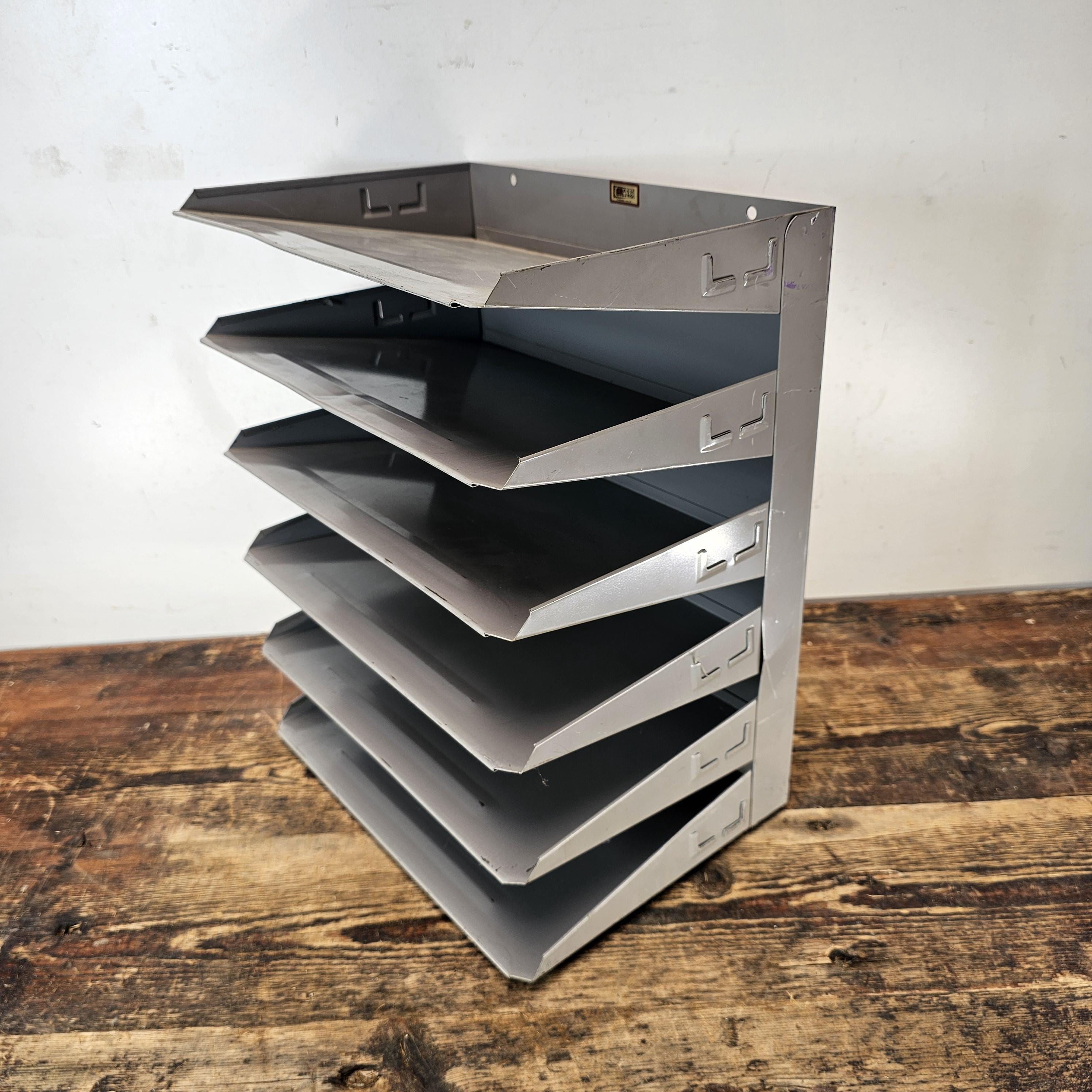 Vintage FLASH FILING 6-Tier Wall-Mounted / Desktop Steel File Organizer