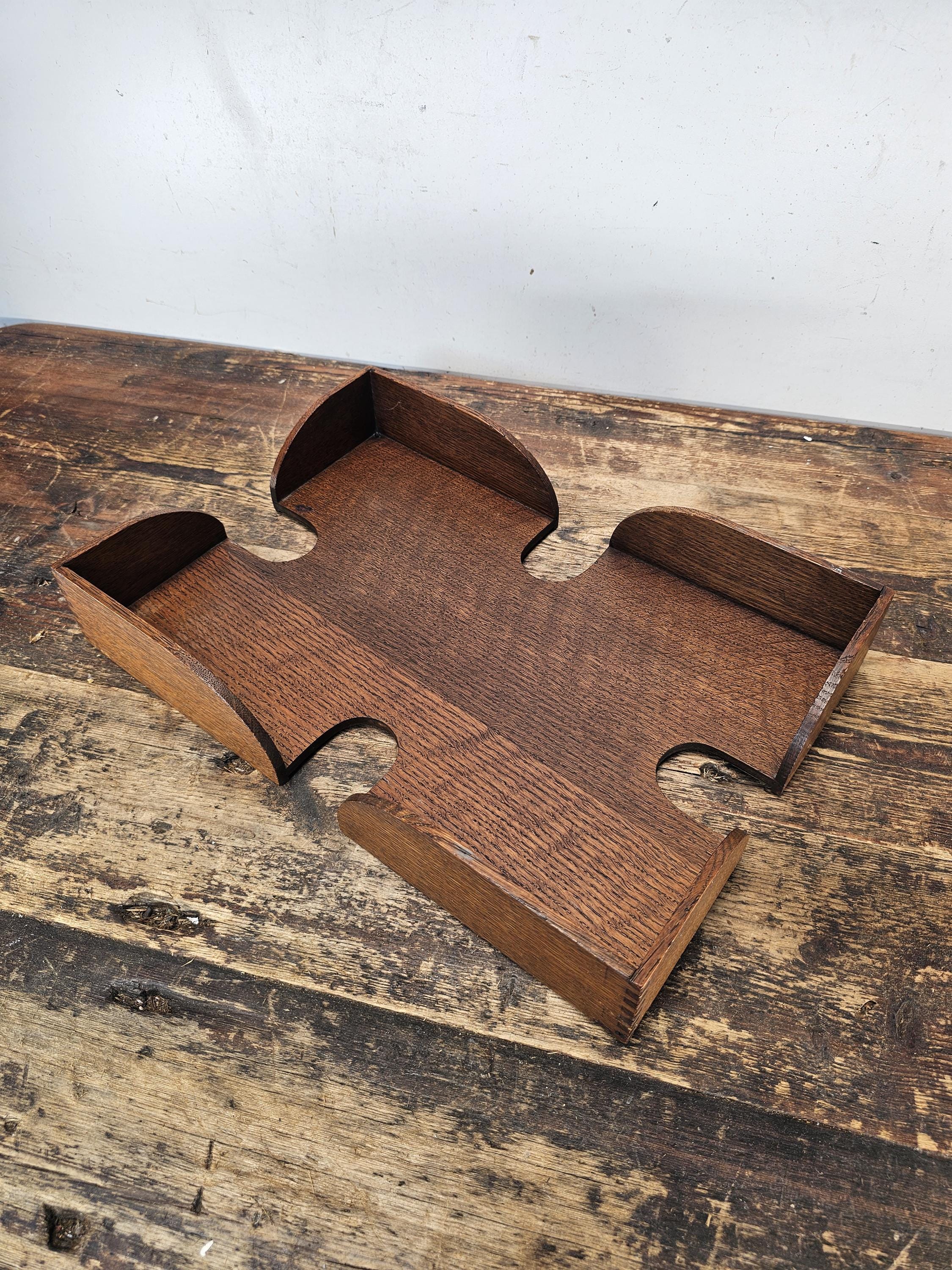 Rare 1920s Globe-Wernicke Wooden Desk Organizer / Letter Tray