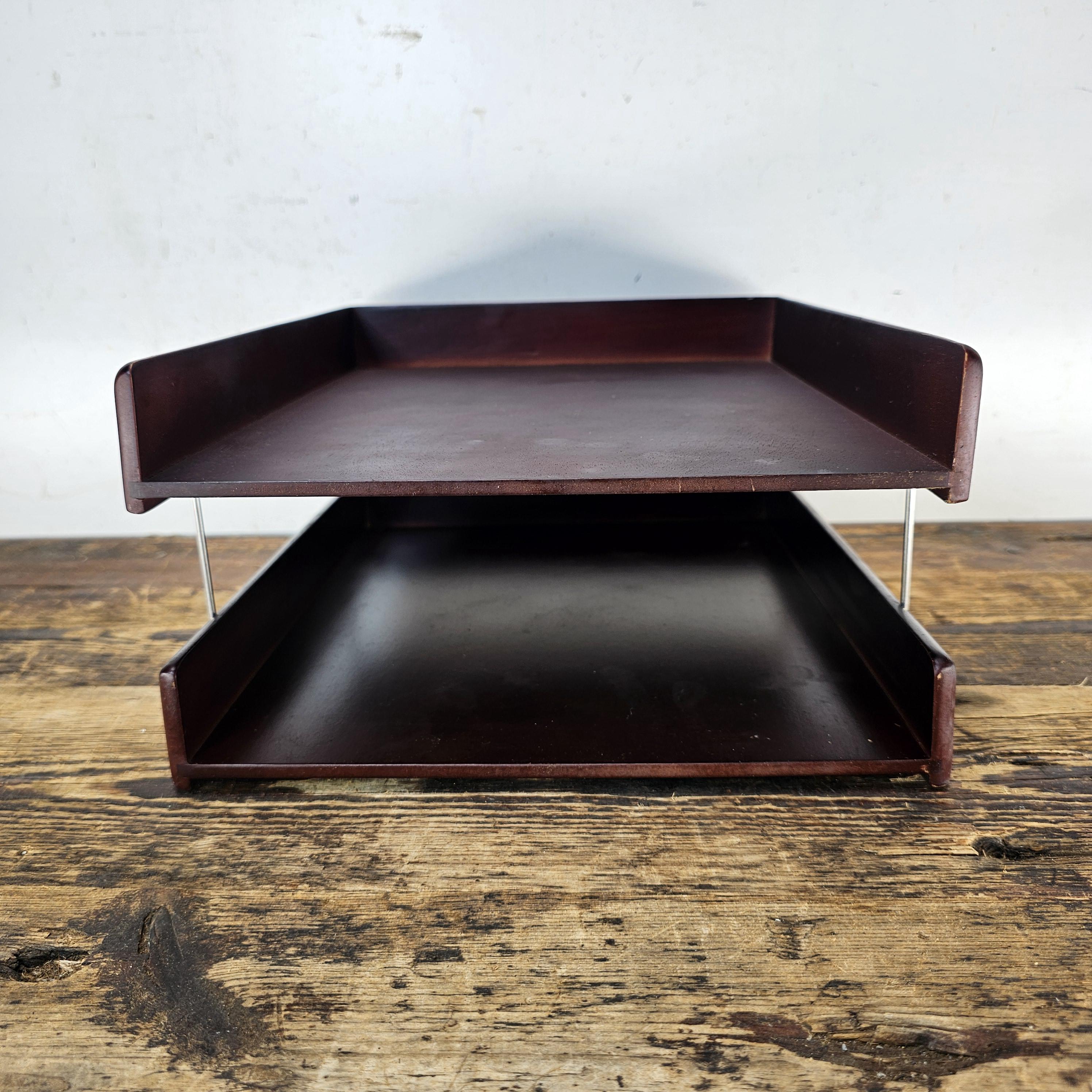 Carver Wood Products Solid Wood 2-Tier Desk Tray Set