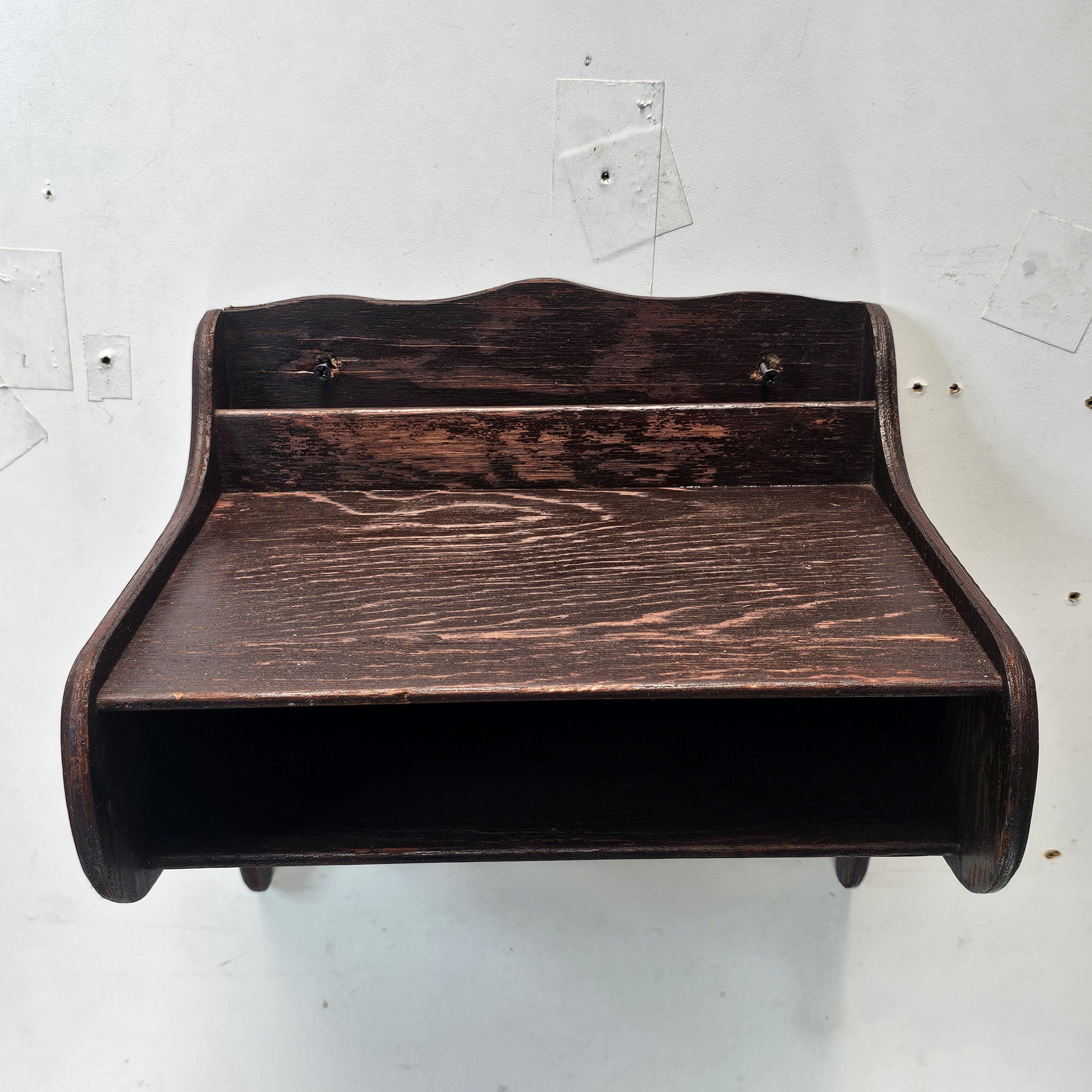 Vintage Laminated Oak Wall-Mount Writing Desk (Circa 1930s-1940s)