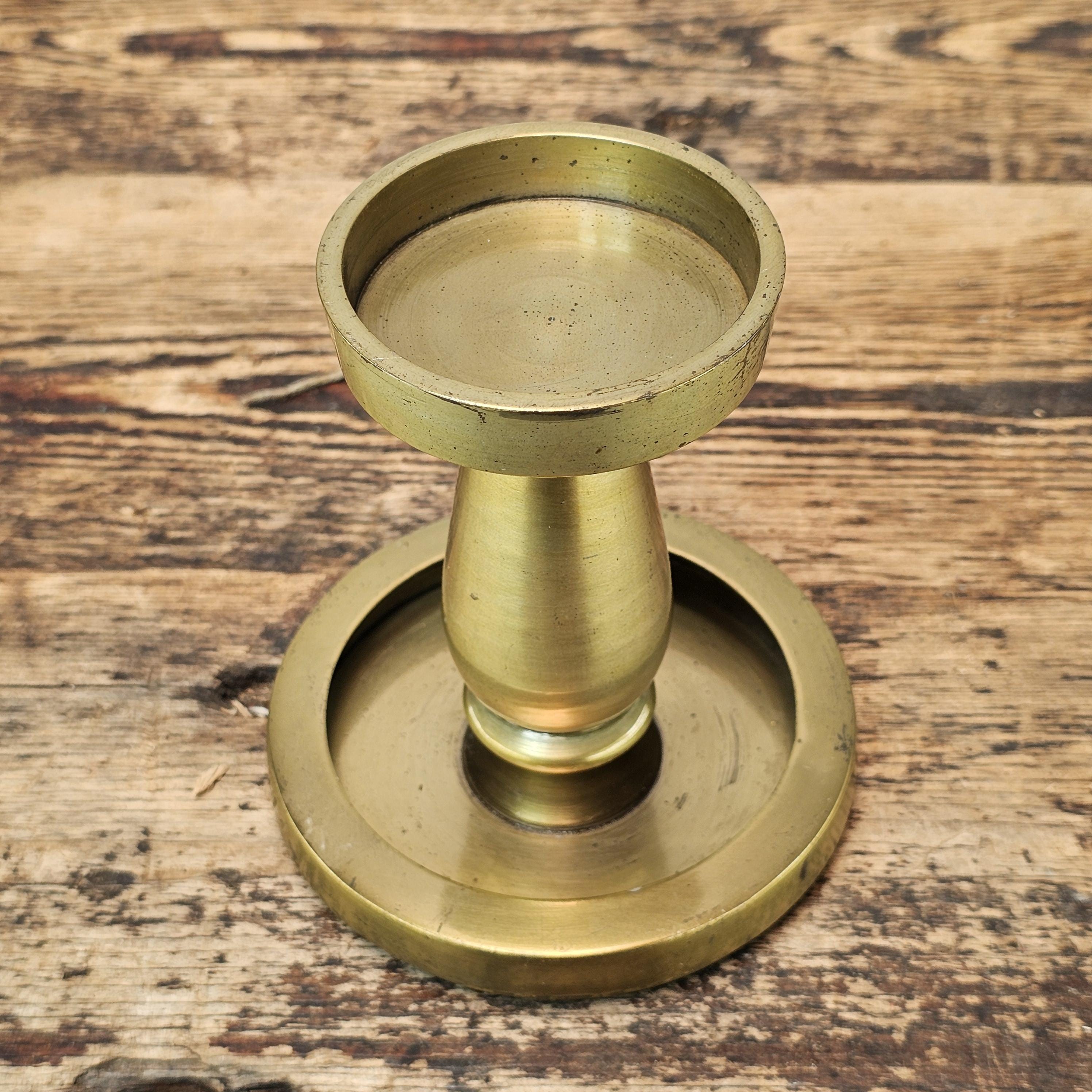 Vintage Brass Candlestick with Dual-Purpose Base 4.5"Diam x 5"H