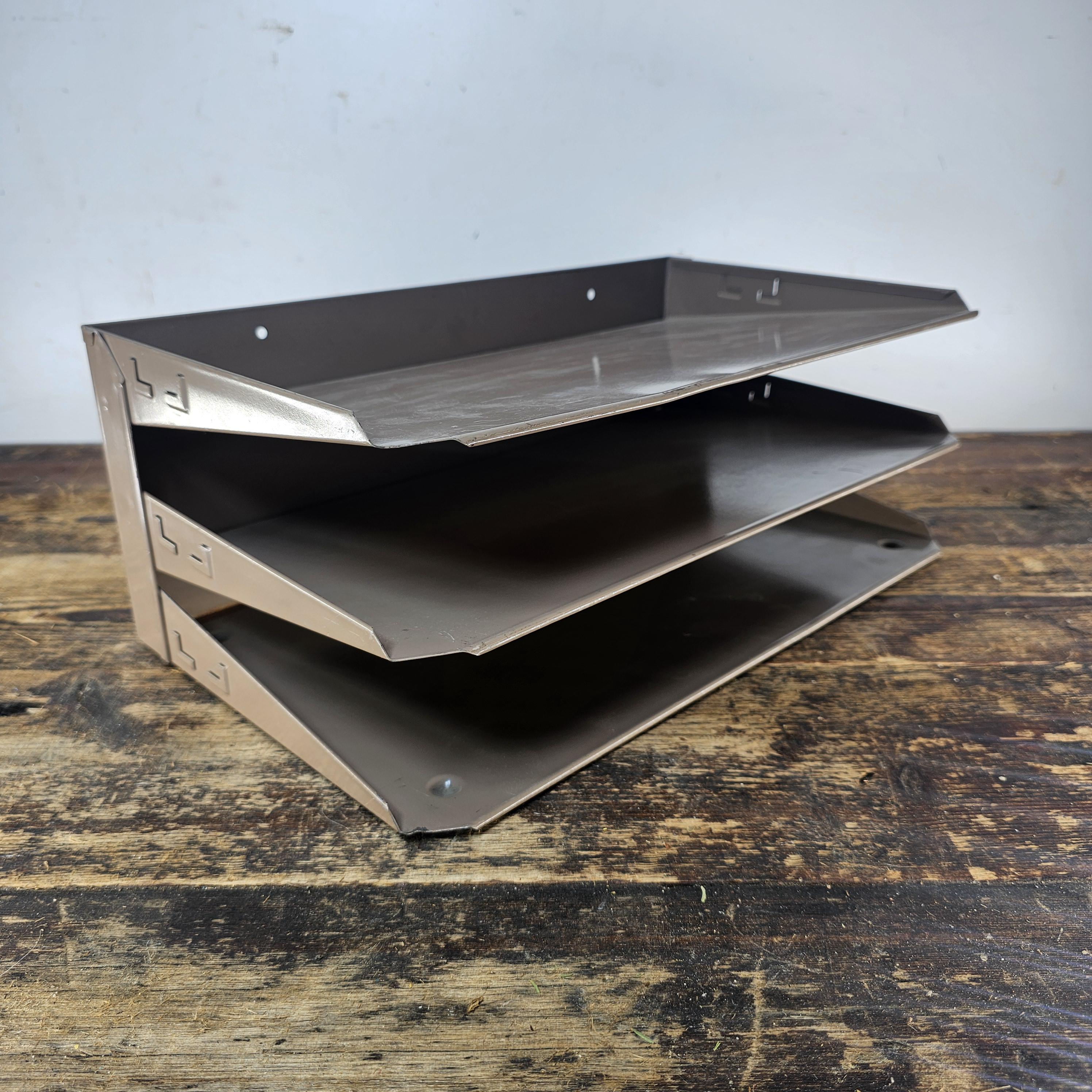 Vintage 3-Tier Wall-Mounted / Desktop Steel File Organizer