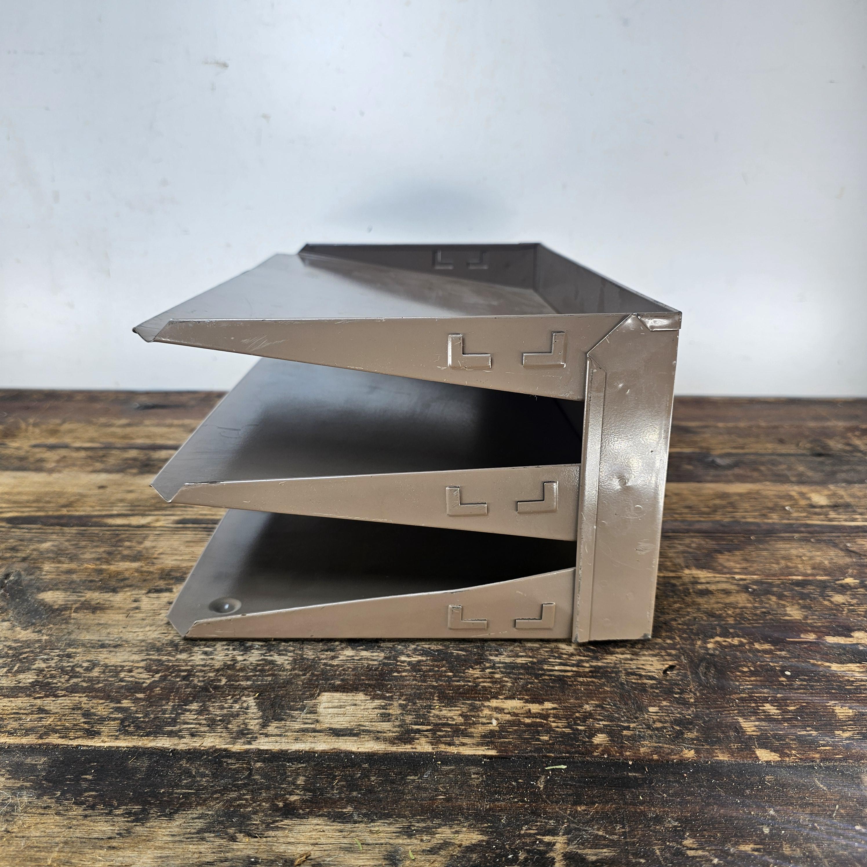 Vintage 3-Tier Wall-Mounted / Desktop Steel File Organizer