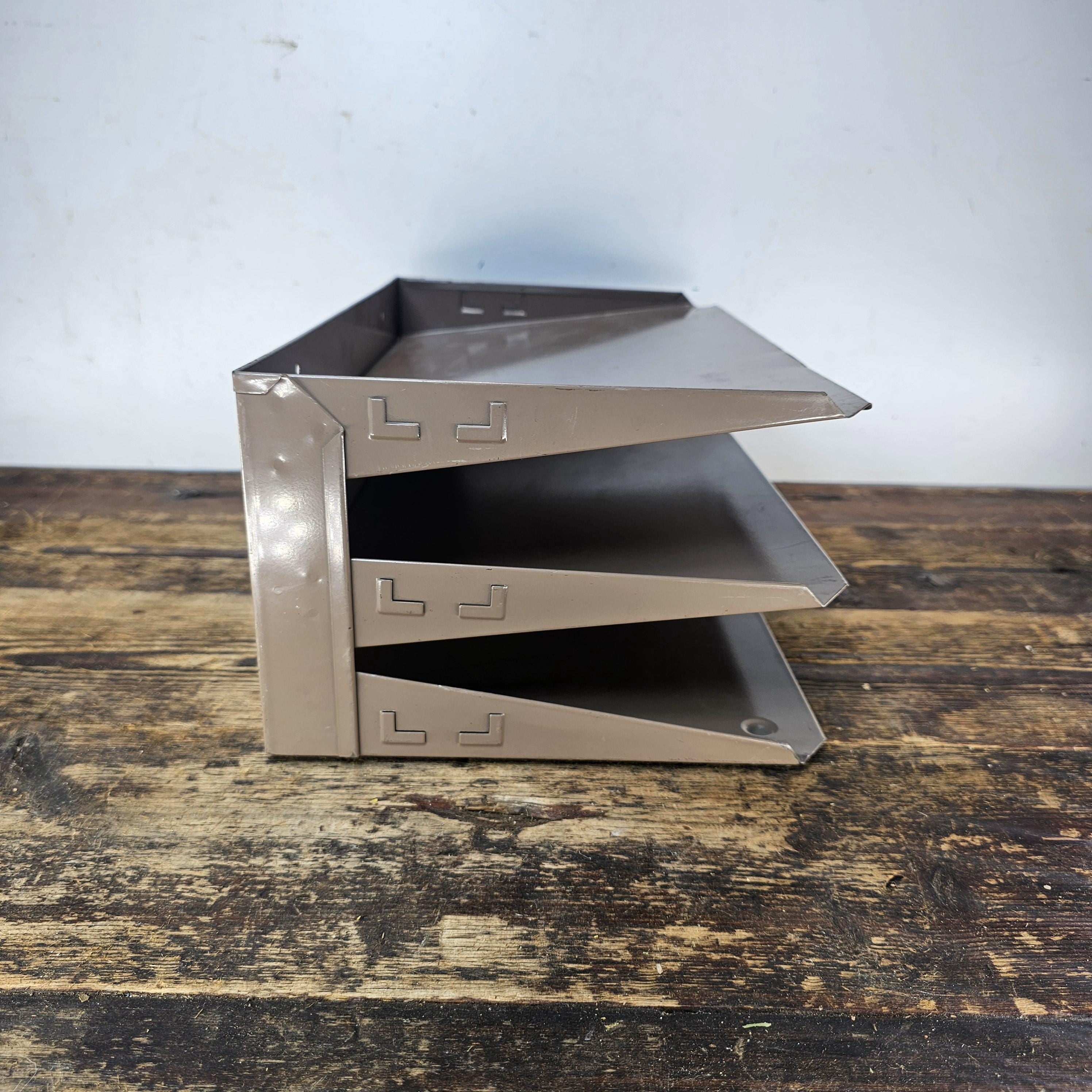 Vintage 3-Tier Wall-Mounted / Desktop Steel File Organizer