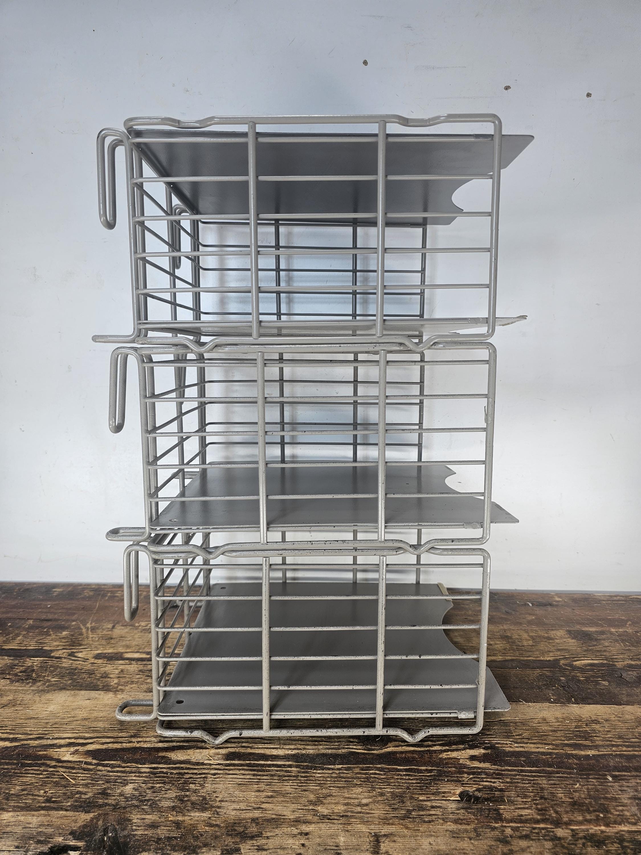 Vintage Steel Wire Stackable / Wall Mountable Storage Basket Organizer Set