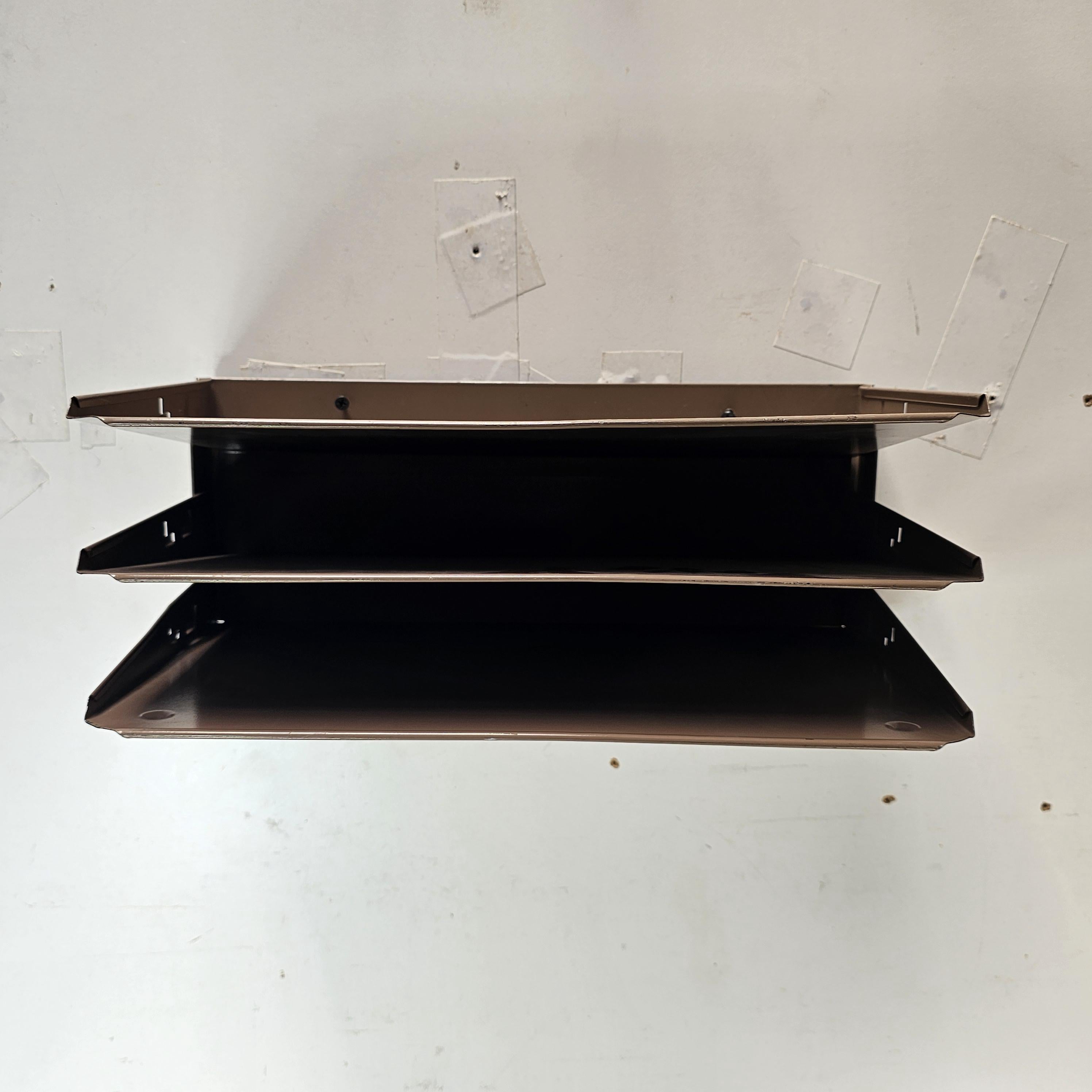 Vintage LIT-NING 3-Tier Wall-Mounted / Desktop Steel File Organizer