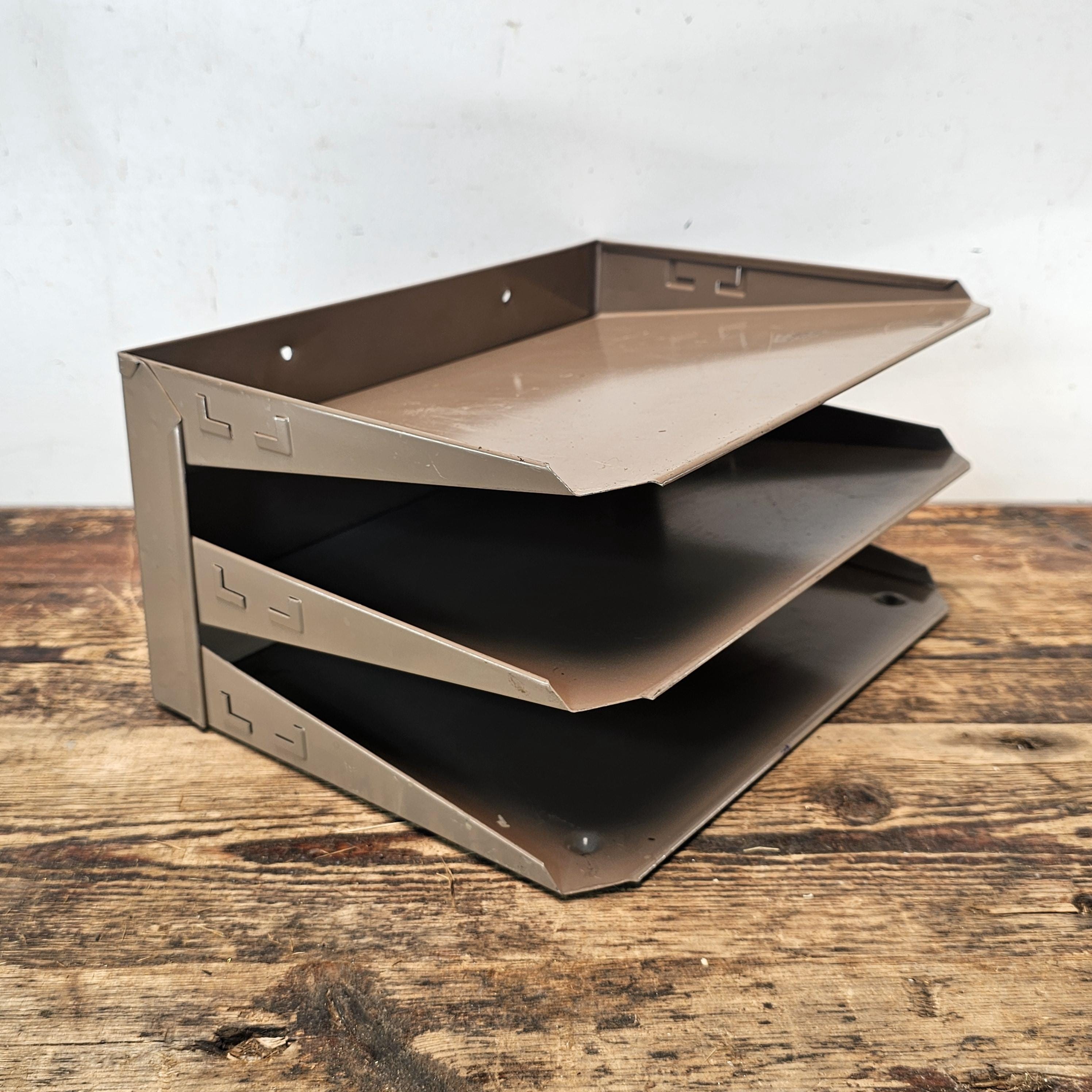 Vintage 3-Tier Wall-Mounted / Desktop Steel File Organizer