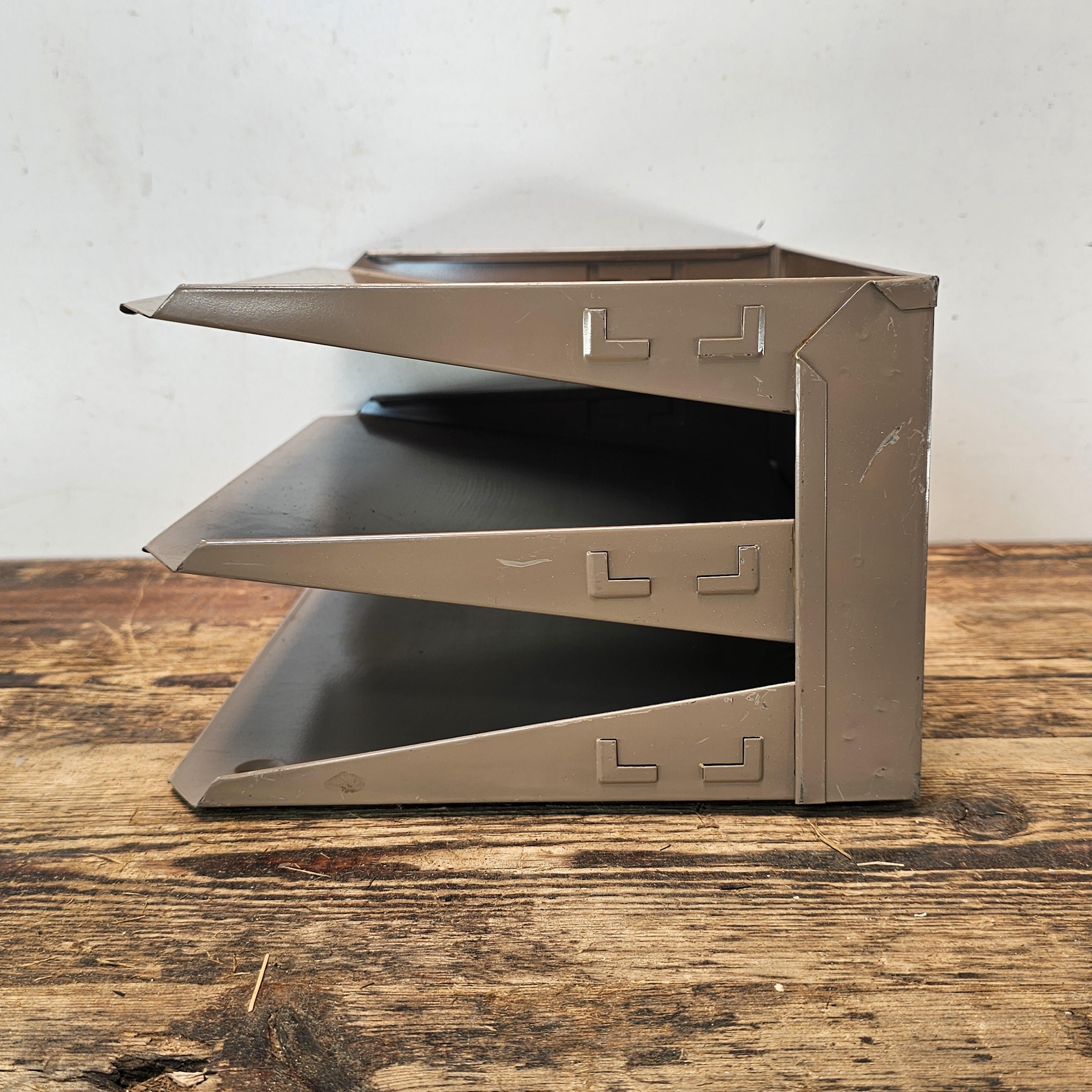Vintage 3-Tier Wall-Mounted / Desktop Steel File Organizer