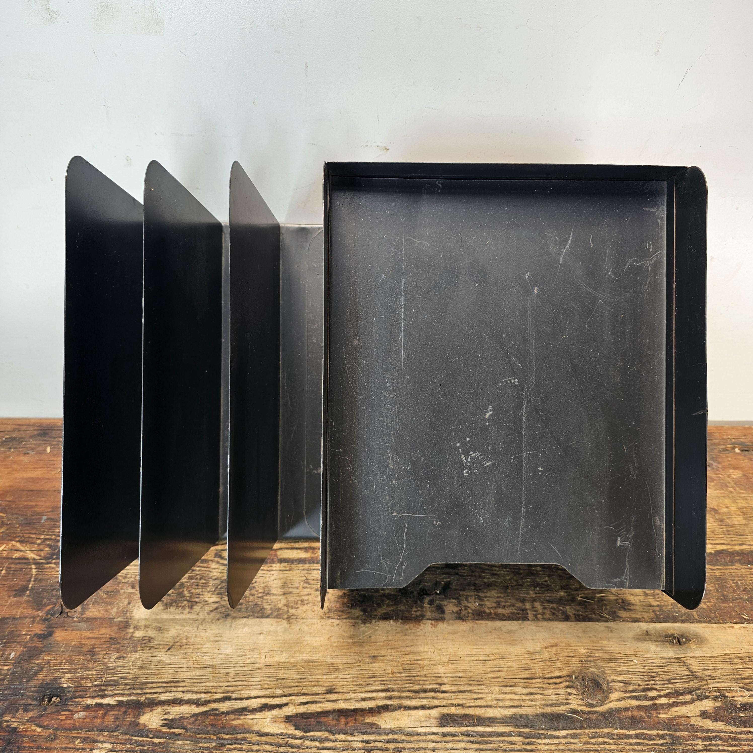 Vintage Mid-Century Desk Organizer with Wood Grain Finish