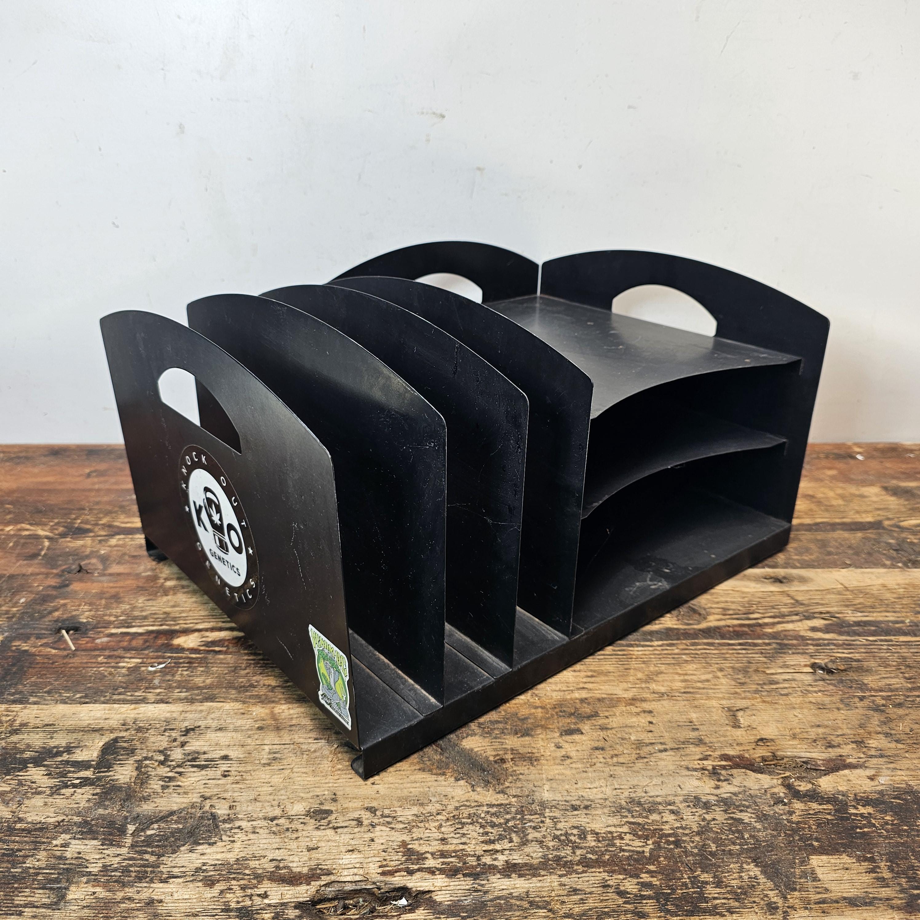 Vintage Black Metal Desk Organizer With Handles