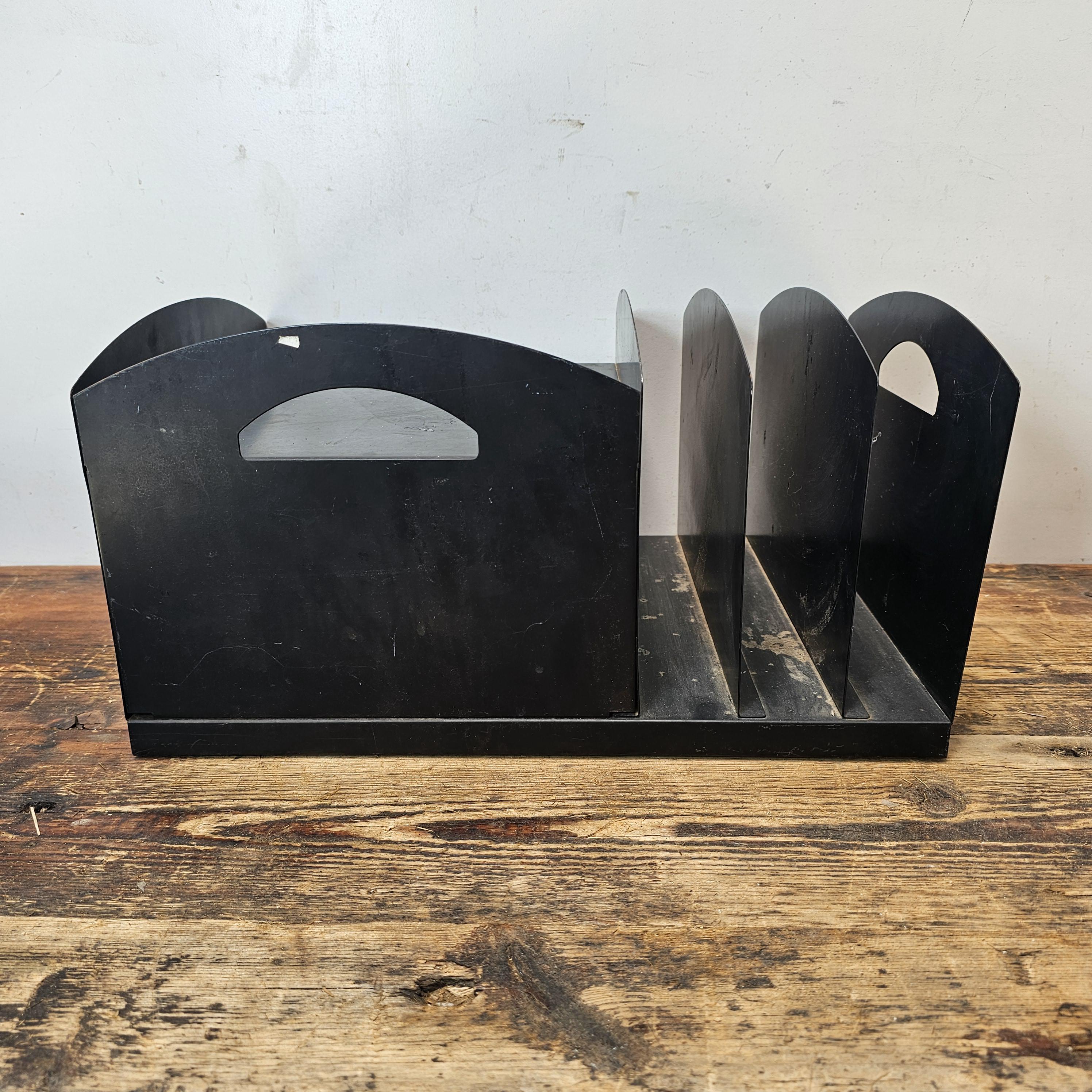 Vintage Black Metal Desk Organizer With Handles