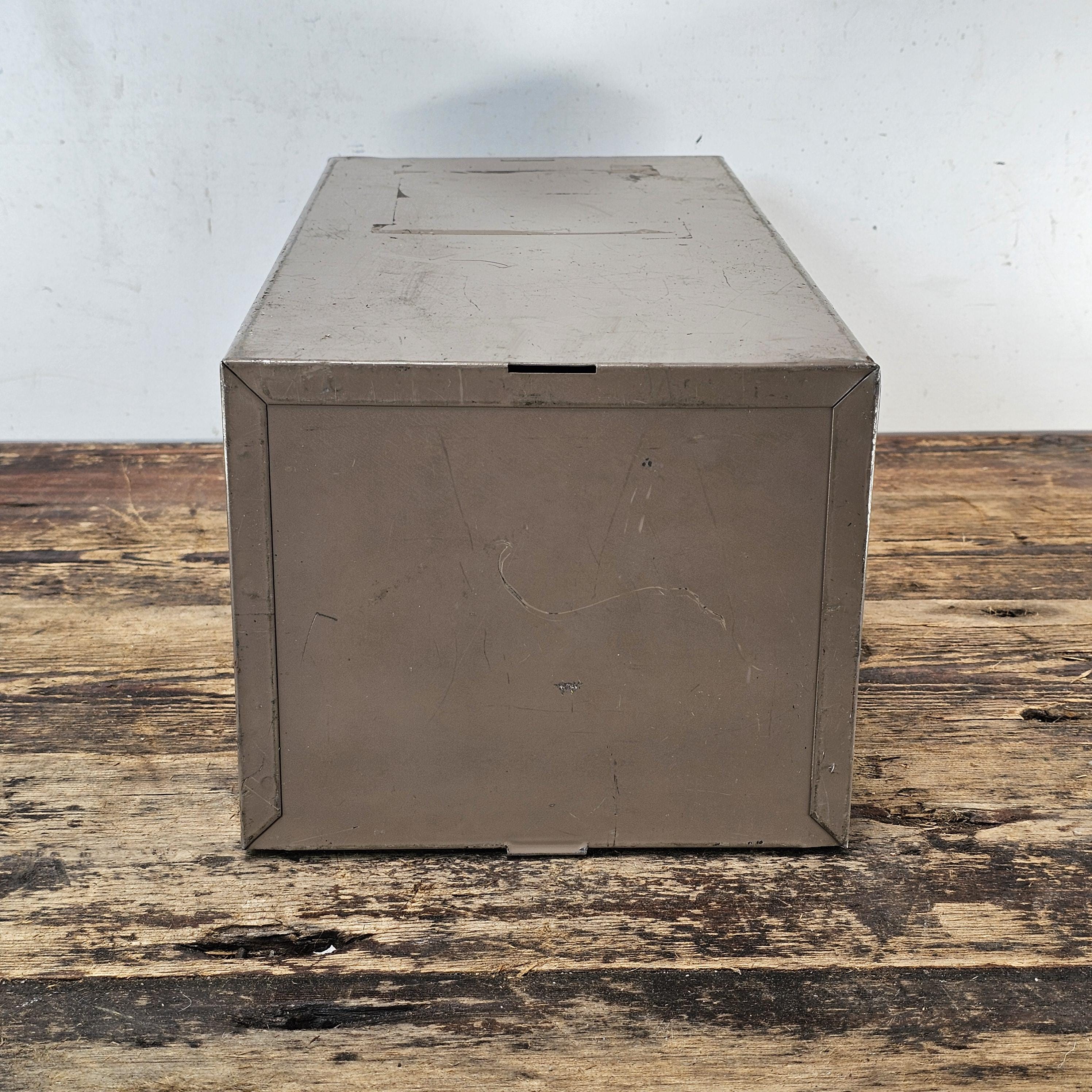 Vintage Metal Lit-Ning Card File Drawer