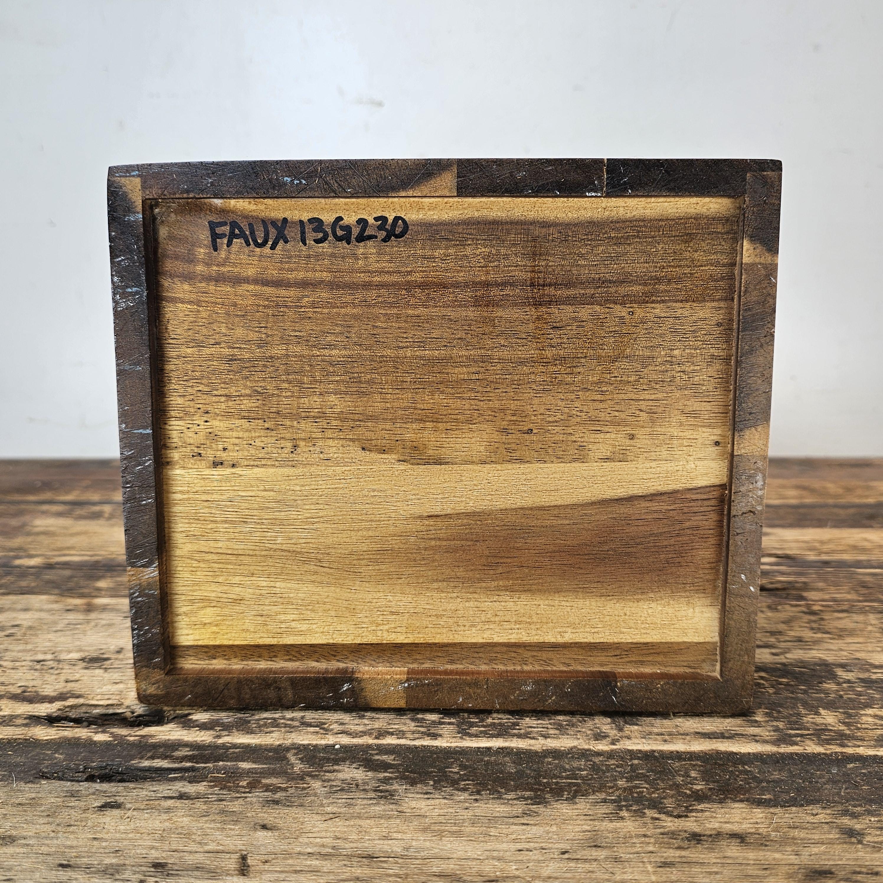 Medium Acacia Wood Wastebasket - Storage Container 8.5"L × 7.25"W × 10"H