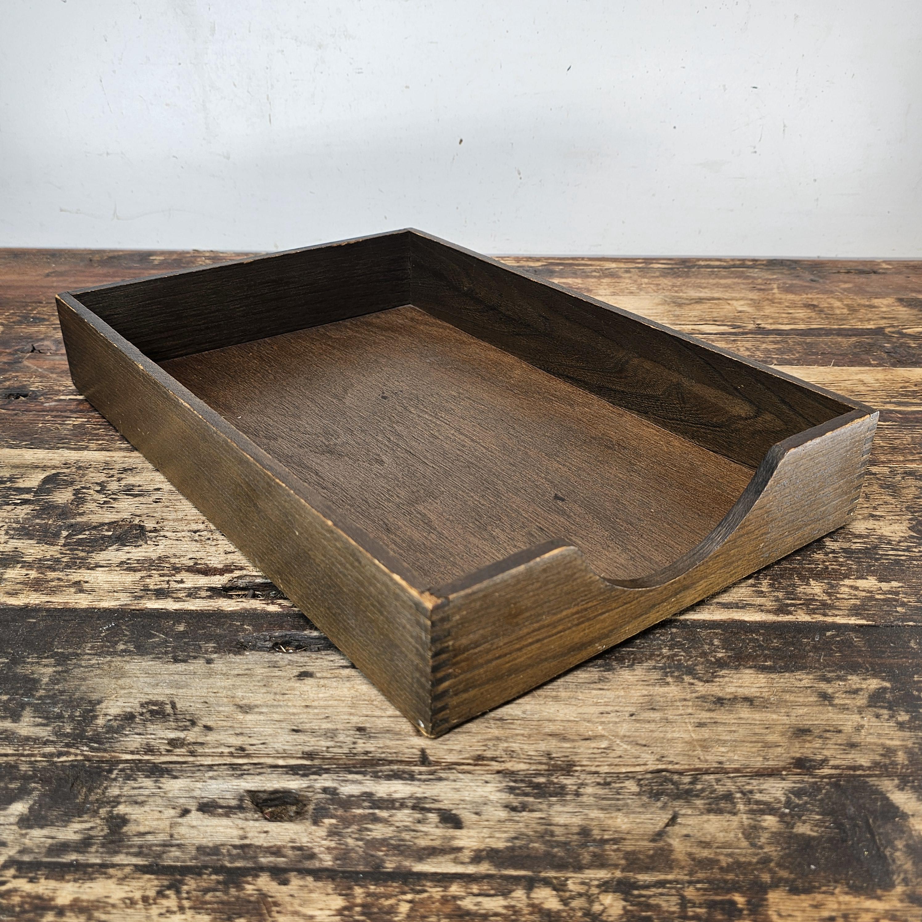 Vintage Hedges Files "The Line" No. 1722 Oak Wood Paper Tray