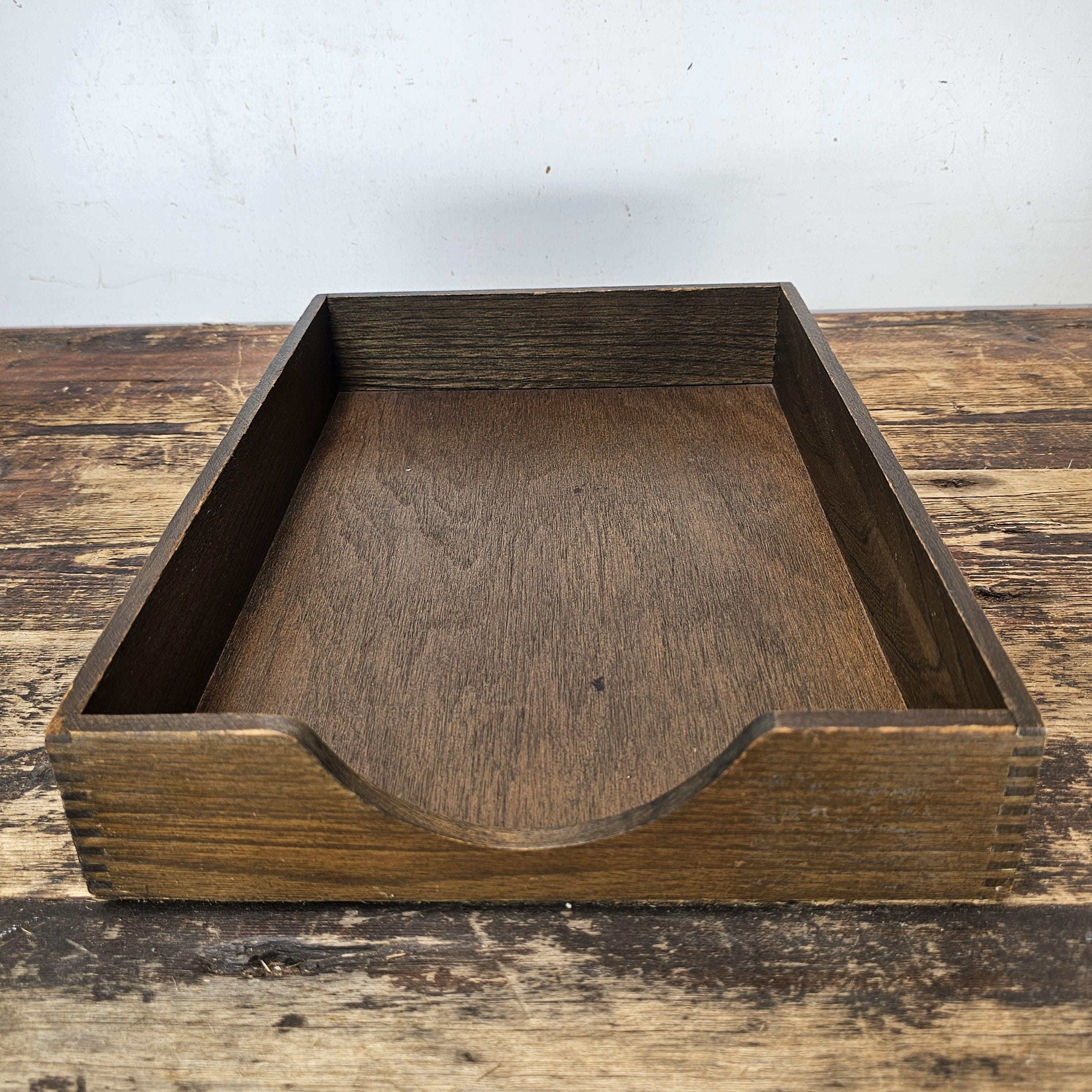 Vintage Hedges Files "The Line" No. 1722 Oak Wood Paper Tray