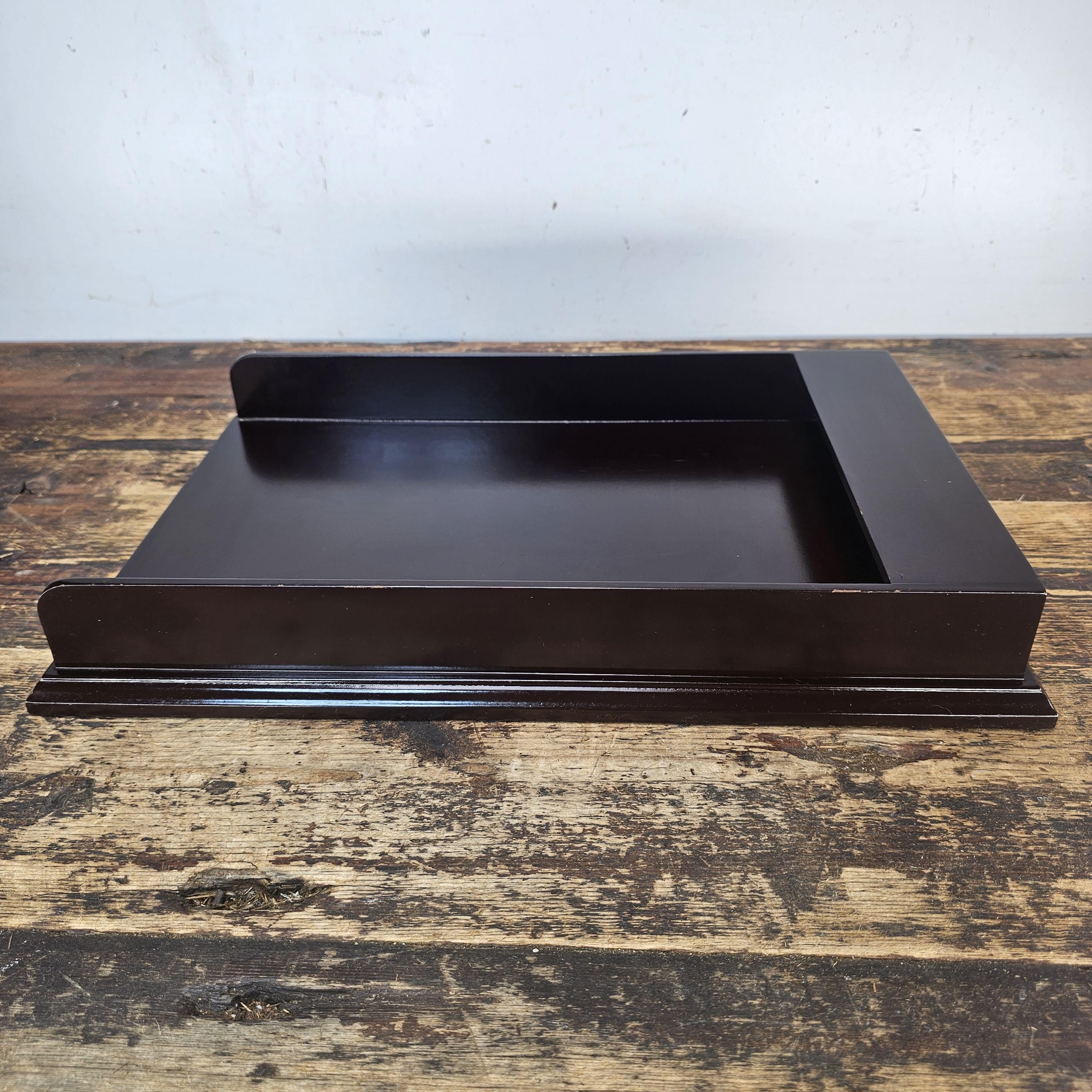 Premium Wooden Display Tray - Dark Mahogany Finish 15.75"L × 10.25"W × 2.25"H