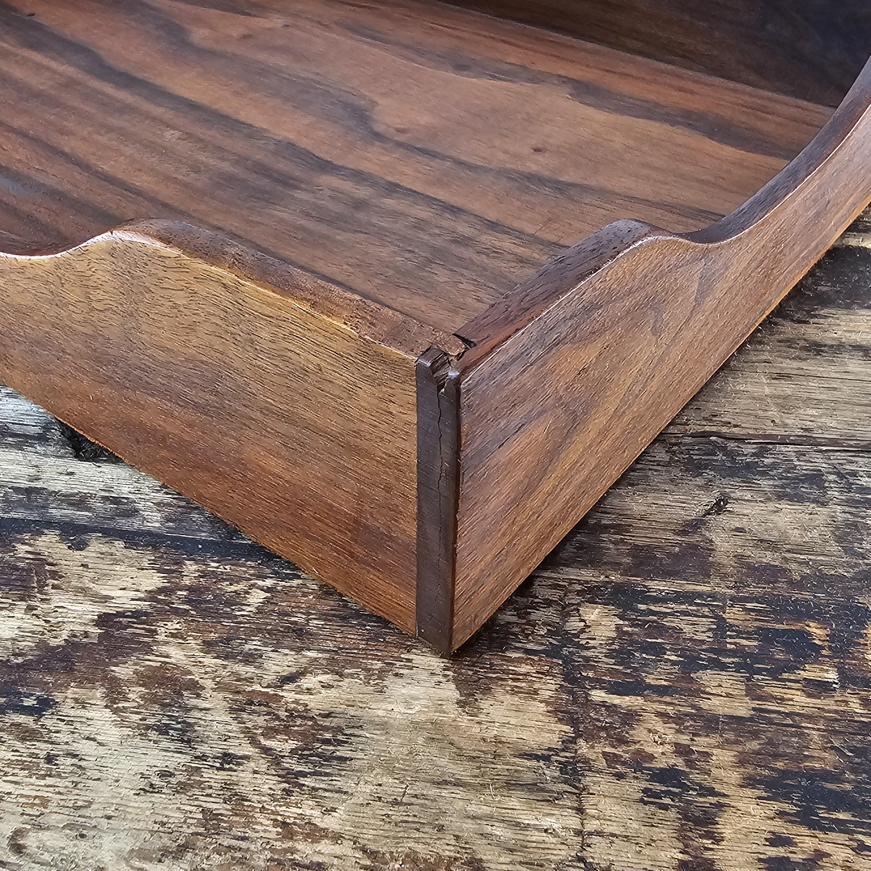 Vintage Stempco Walnut Triple Cutout Desk Tray (1950s-1960s)