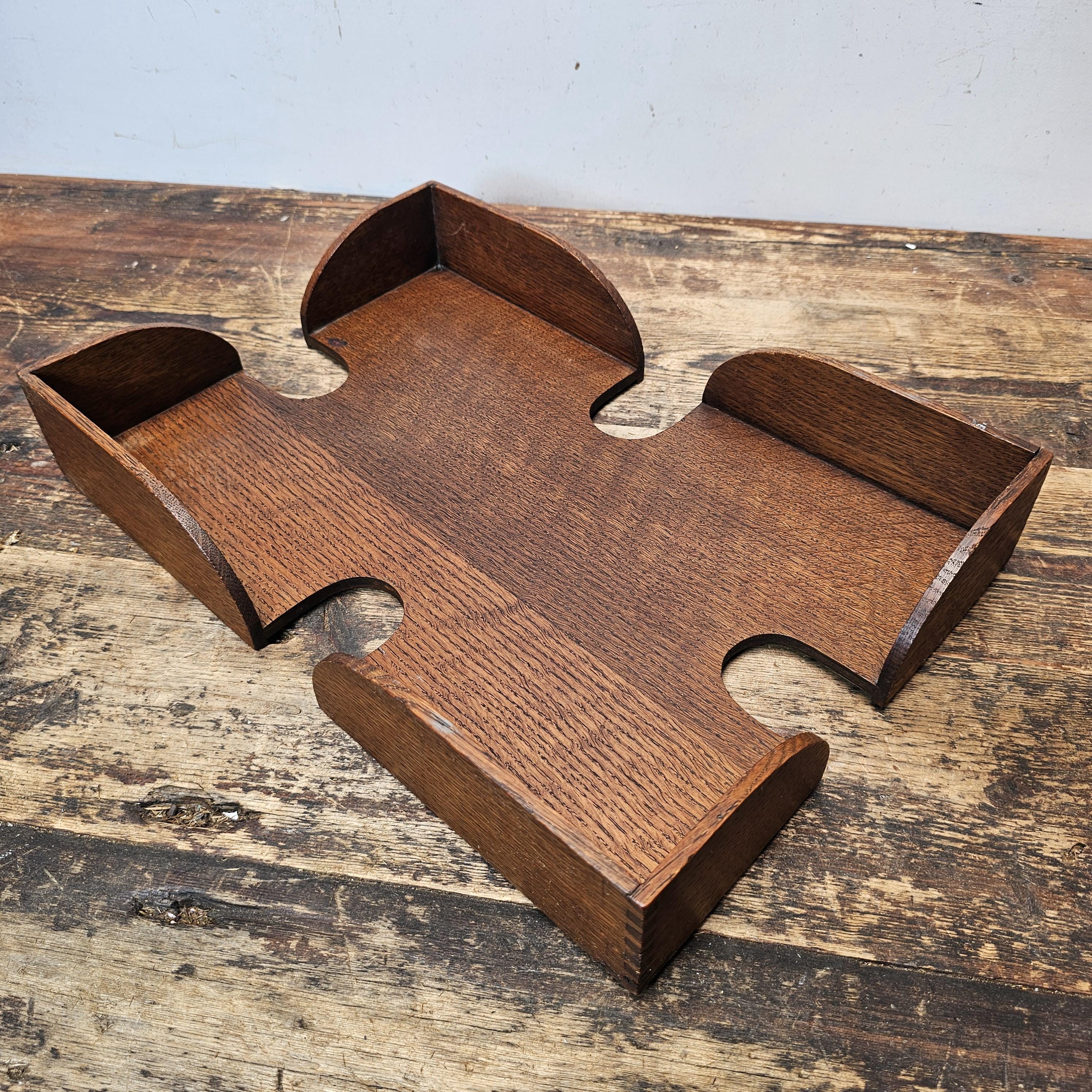 Rare 1920s Globe-Wernicke Wooden Desk Organizer / Letter Tray