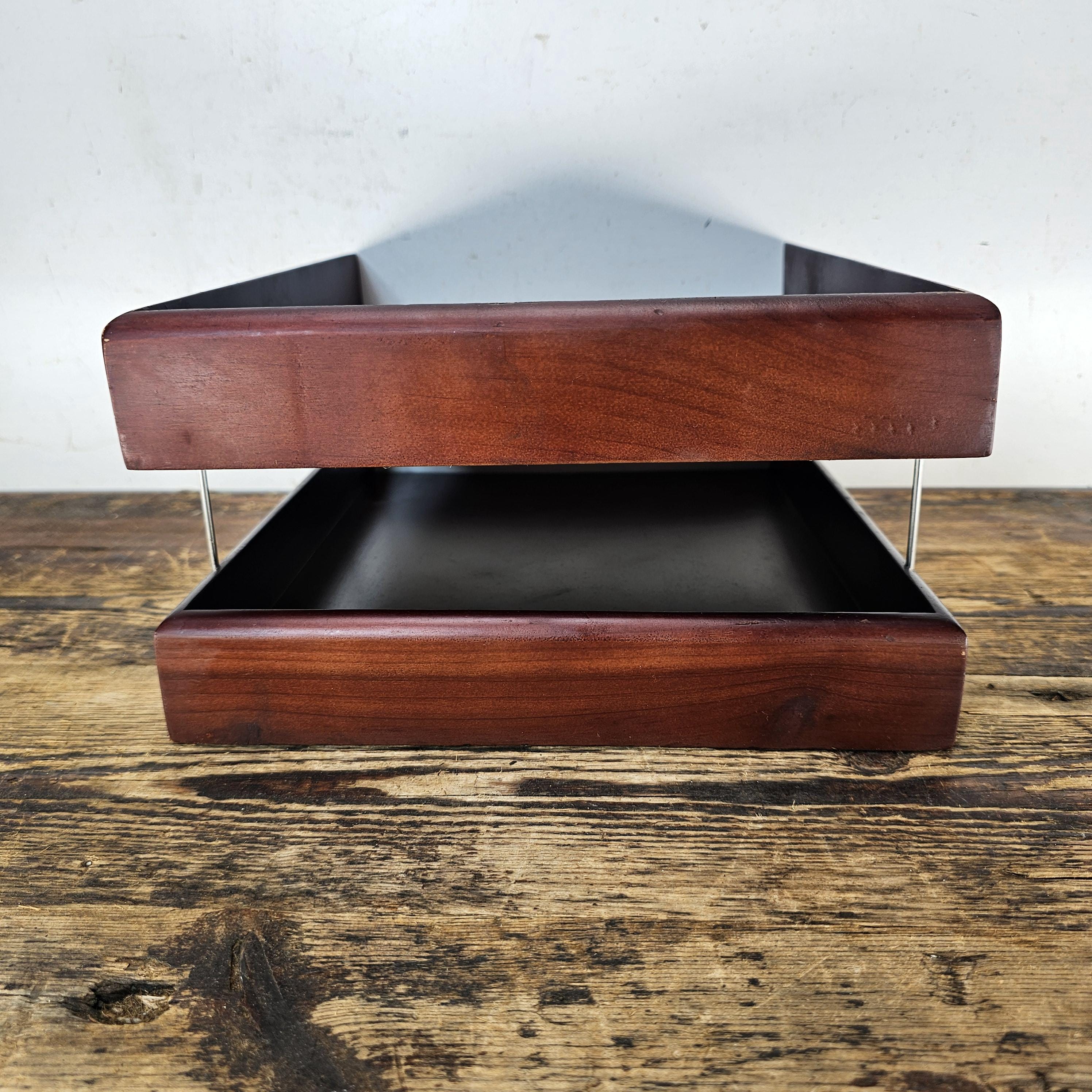 Carver Wood Products Solid Wood 2-Tier Desk Tray Set