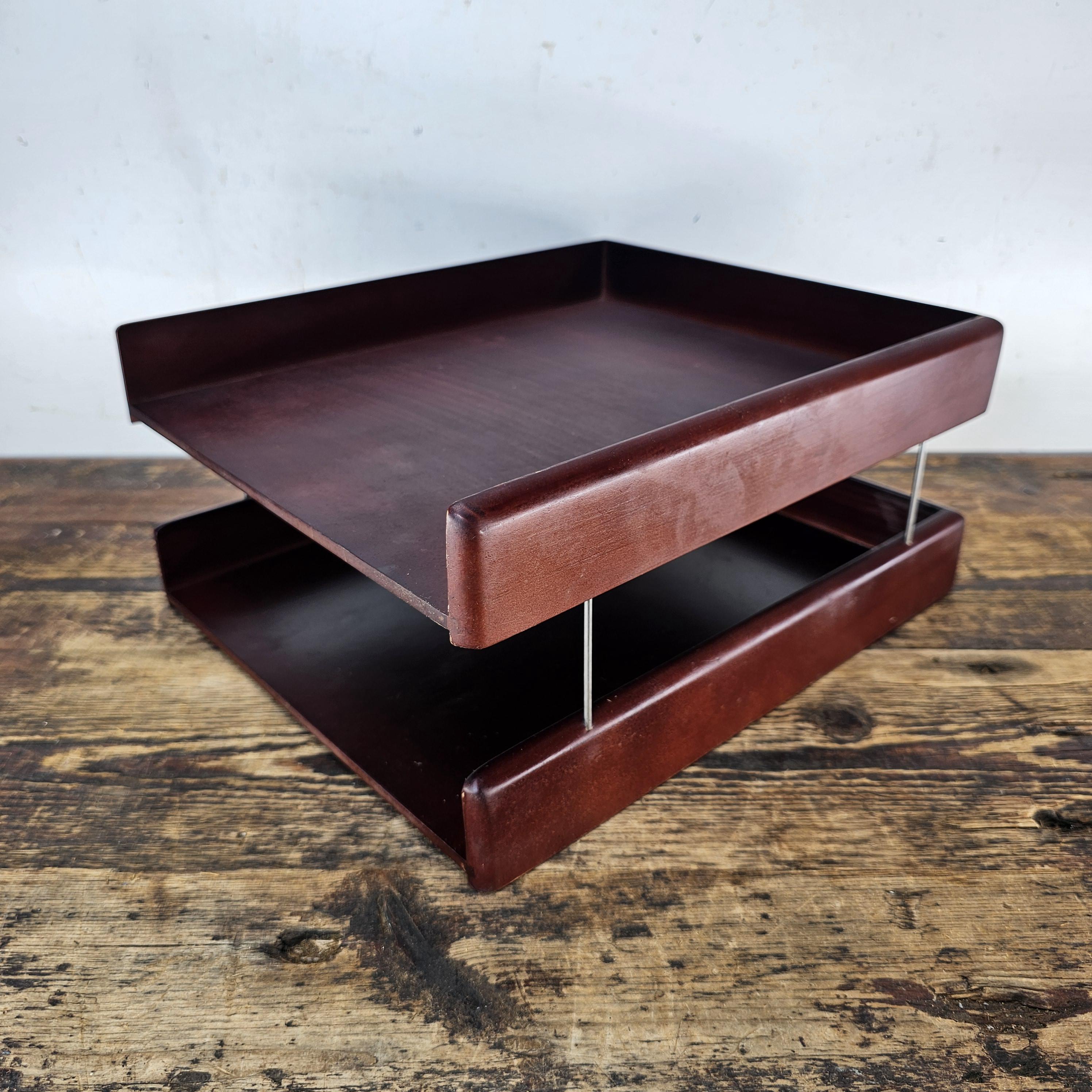 Carver Wood Products Solid Wood 2-Tier Desk Tray Set