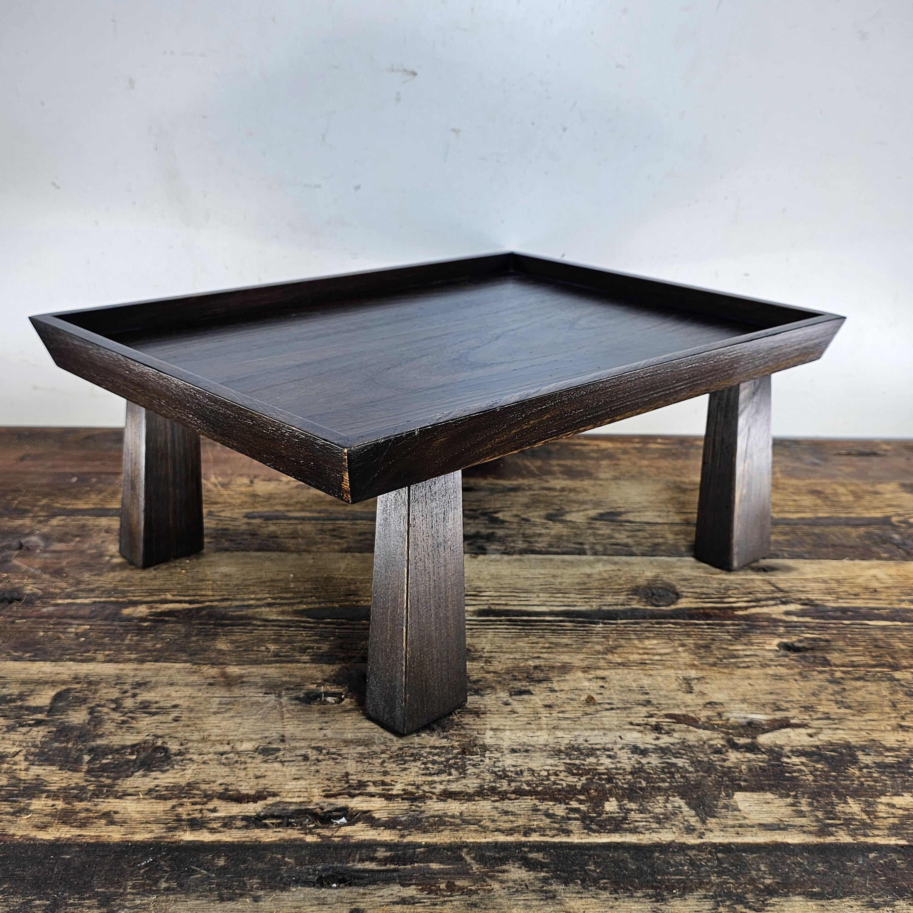 Vintage Japanese Hinoki Wooden Zen Table 13"W × 11.75"D × 4.25"H (3.9 lbs)