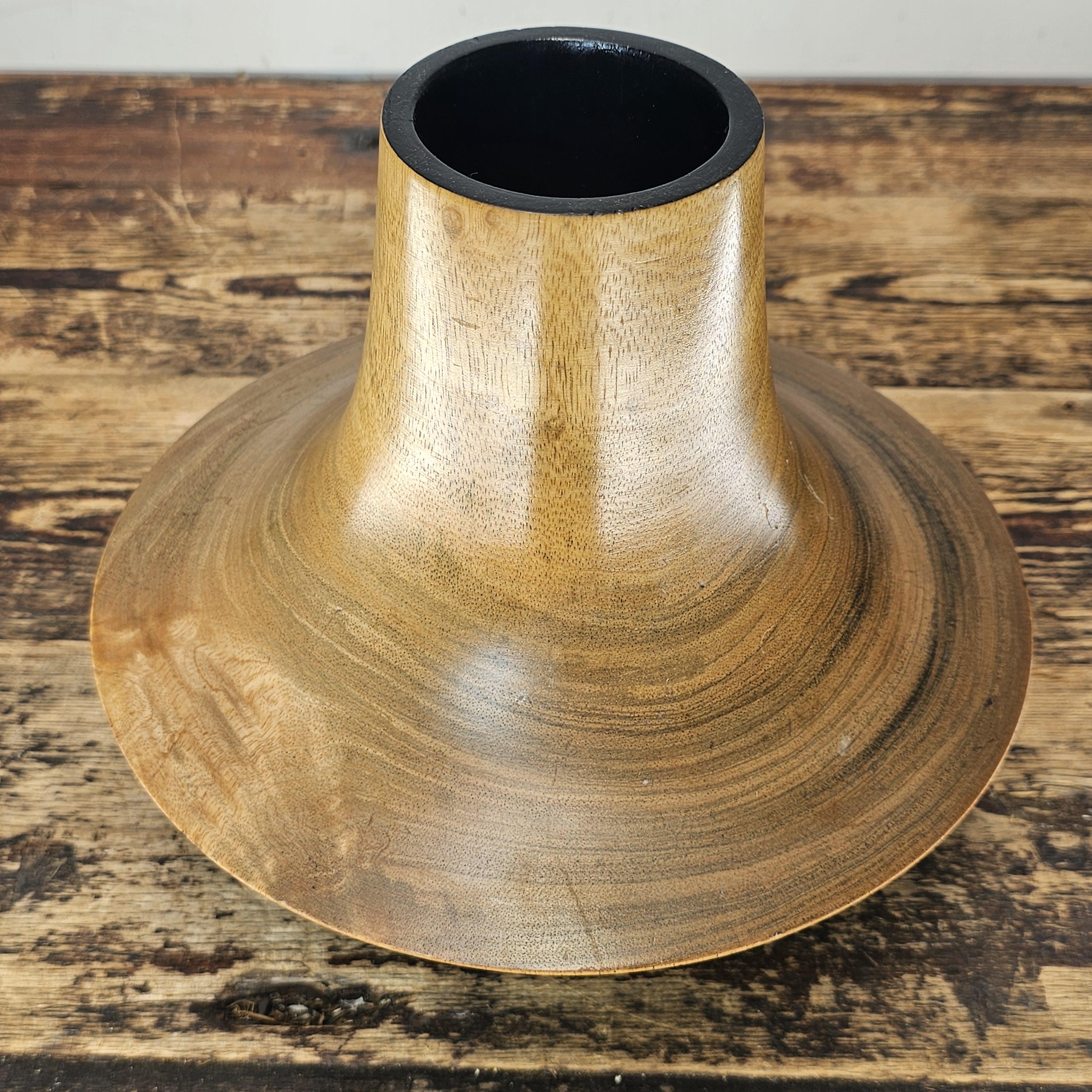 Handcrafted Thai Wooden Vase - Natural Beauty with Ebony Accents