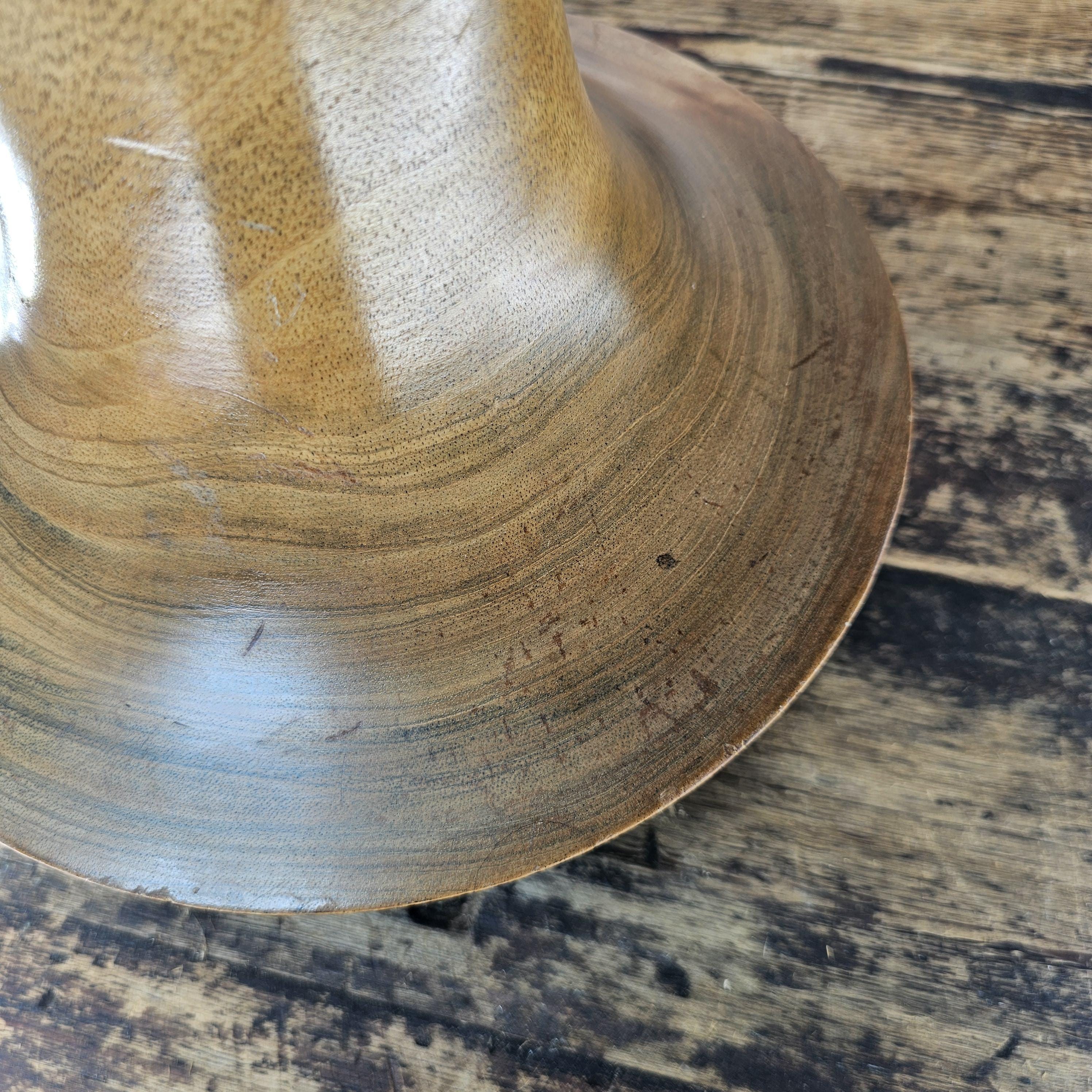 Handcrafted Thai Wooden Vase - Natural Beauty with Ebony Accents