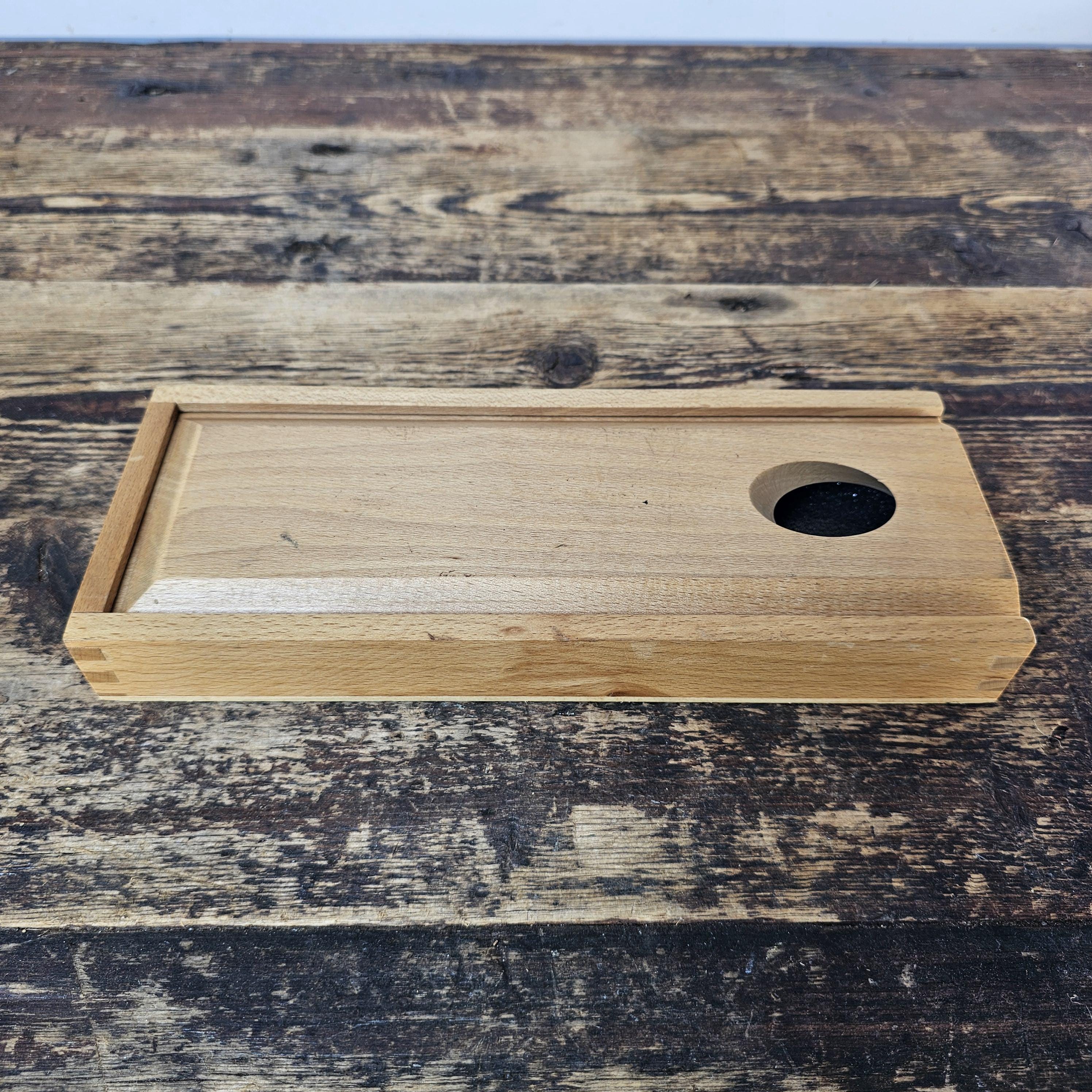 Vintage Wooden Sliding Box / Pencil Case with Magnetic Closure